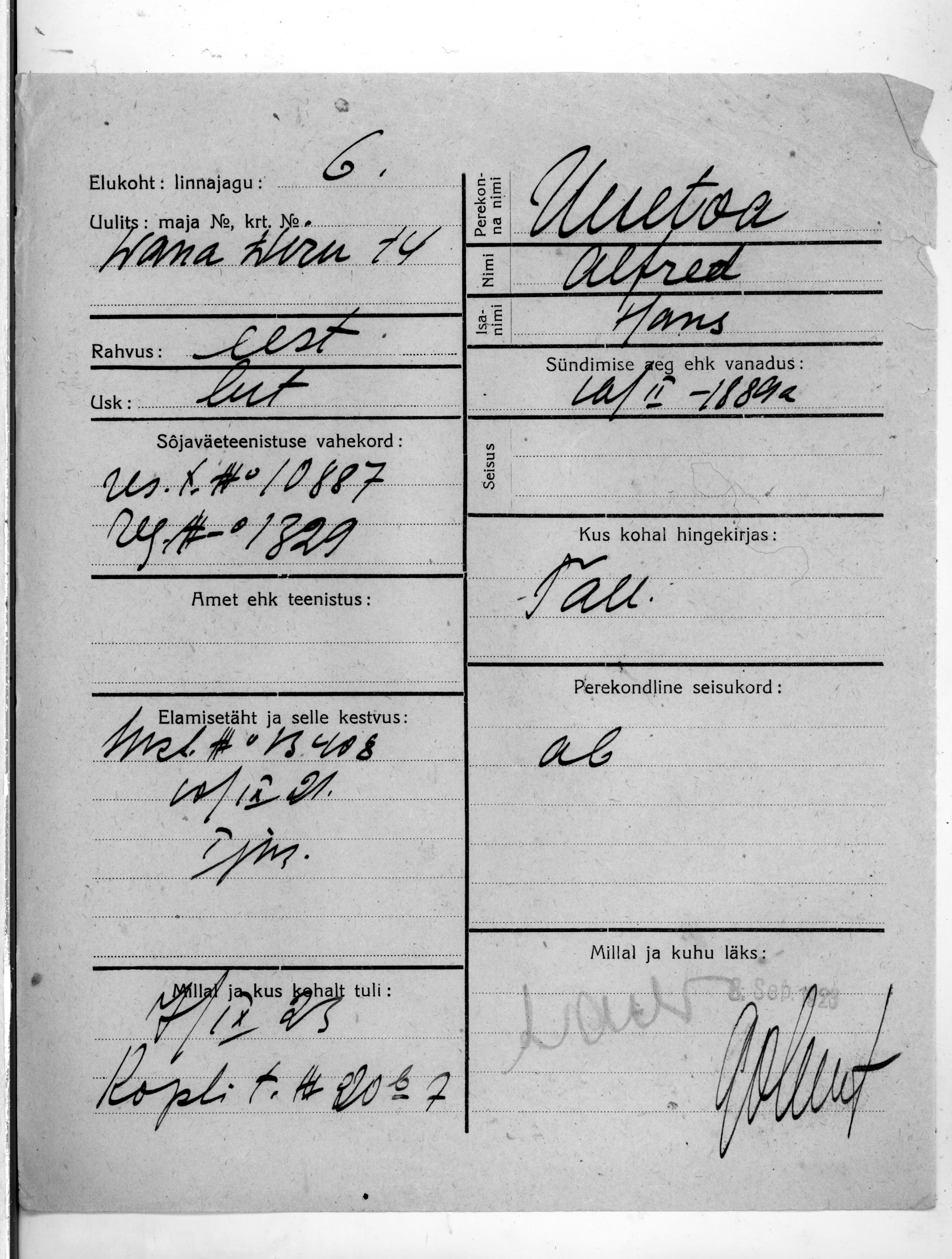 Uuetoa, Alfred, Hans