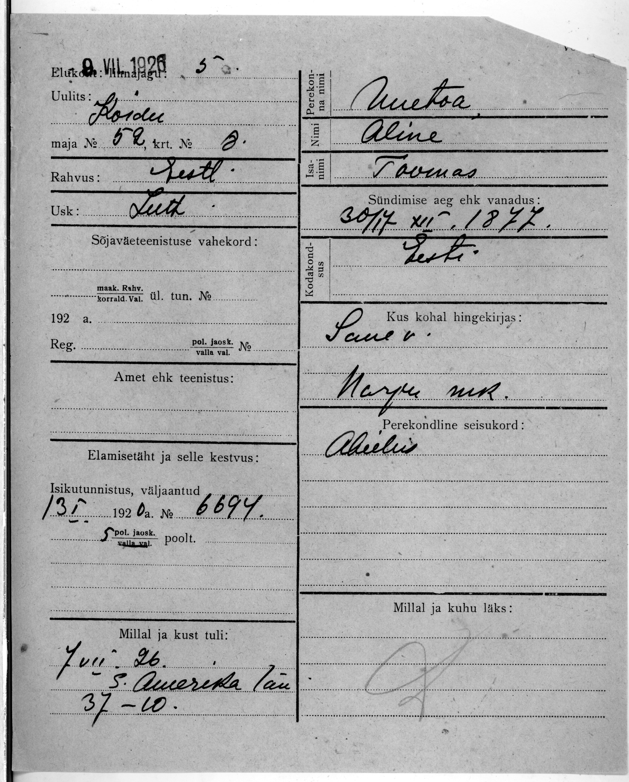 Uuetoa, Aline, Toomas