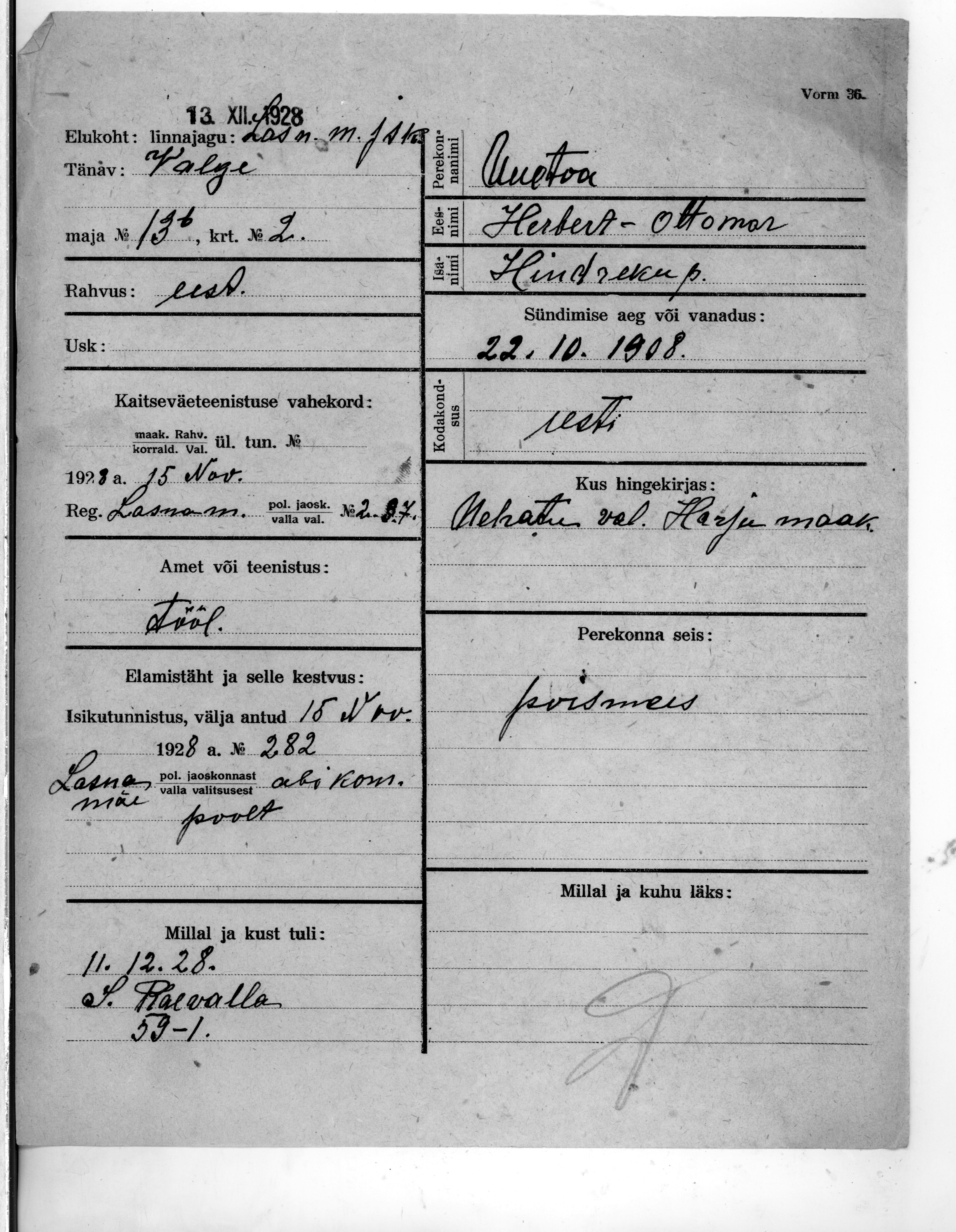 Uuetoa, Herbert-Ottomar, Hindrek