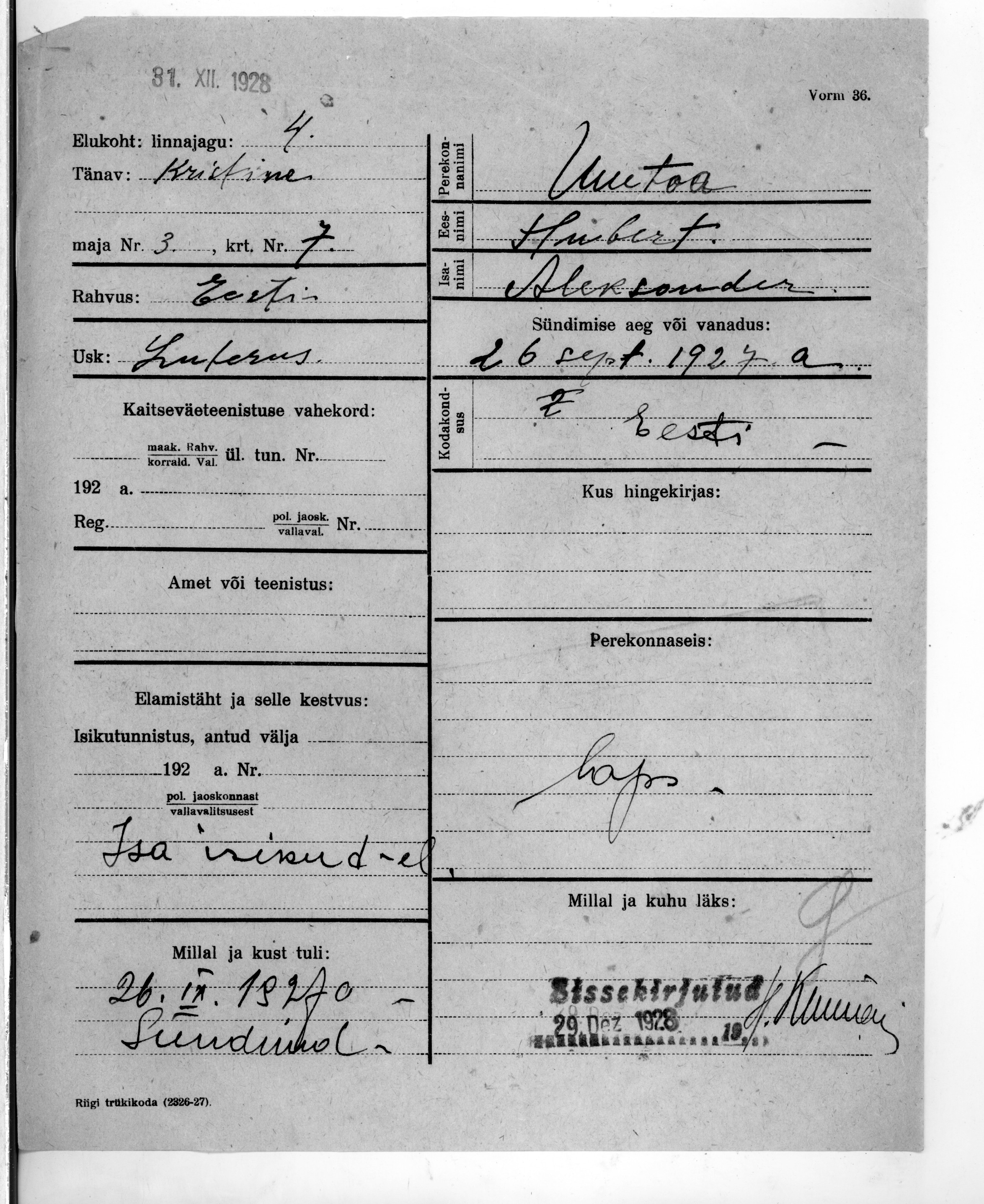 Uuetoa, Herbert, Aleksander