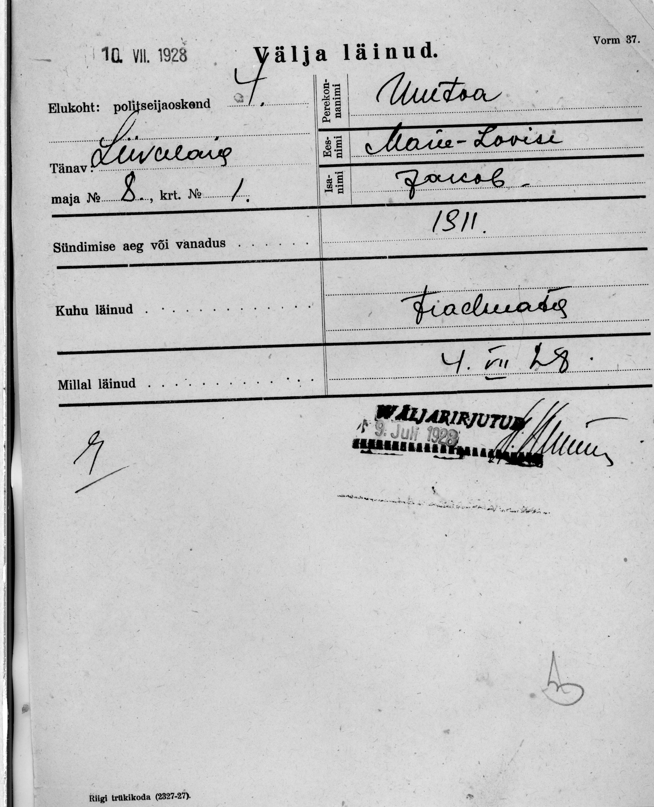 Uuetoa, Marie-Lovise, Jakob