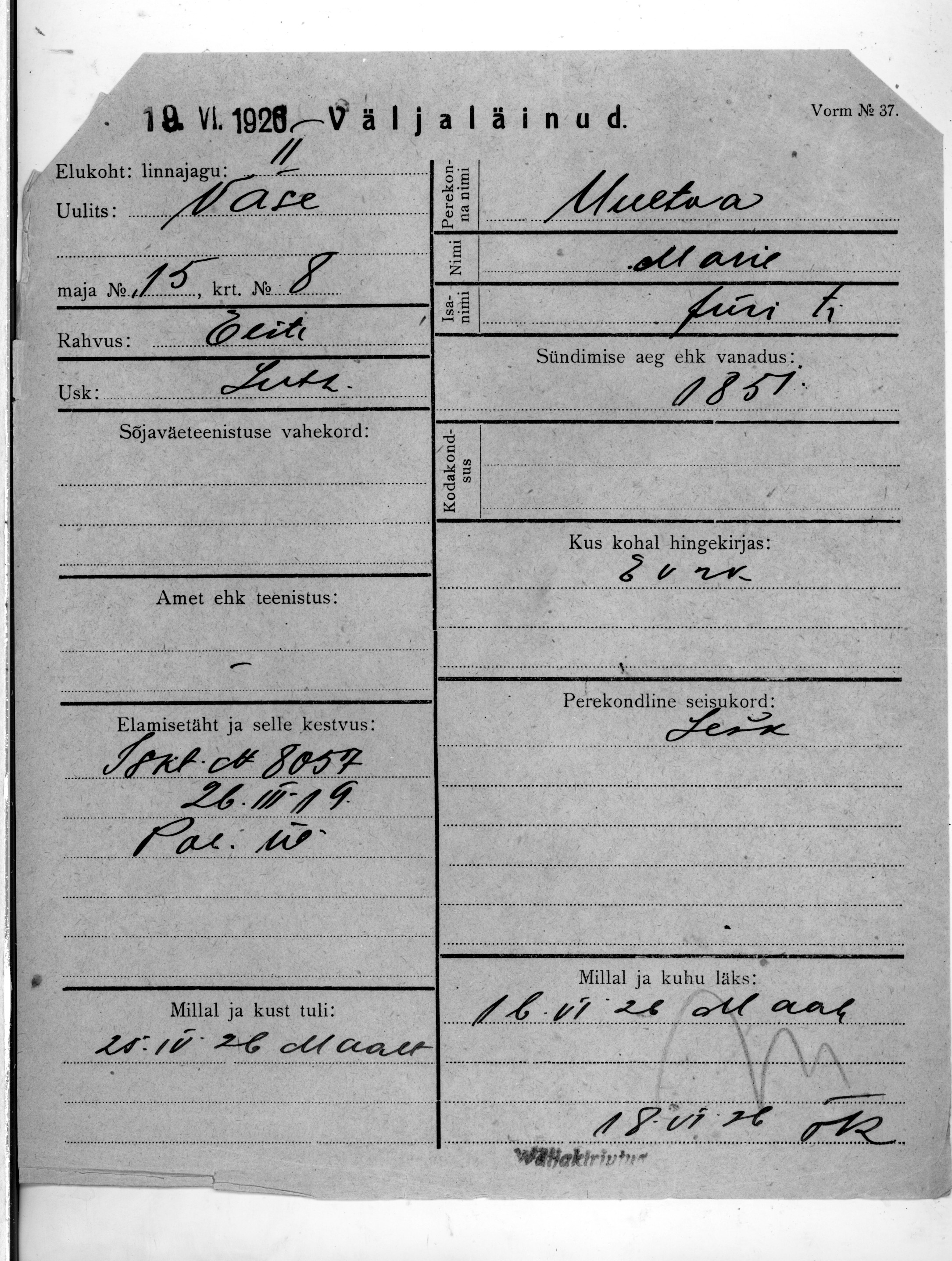 Uuetoa, Marie, Jüri