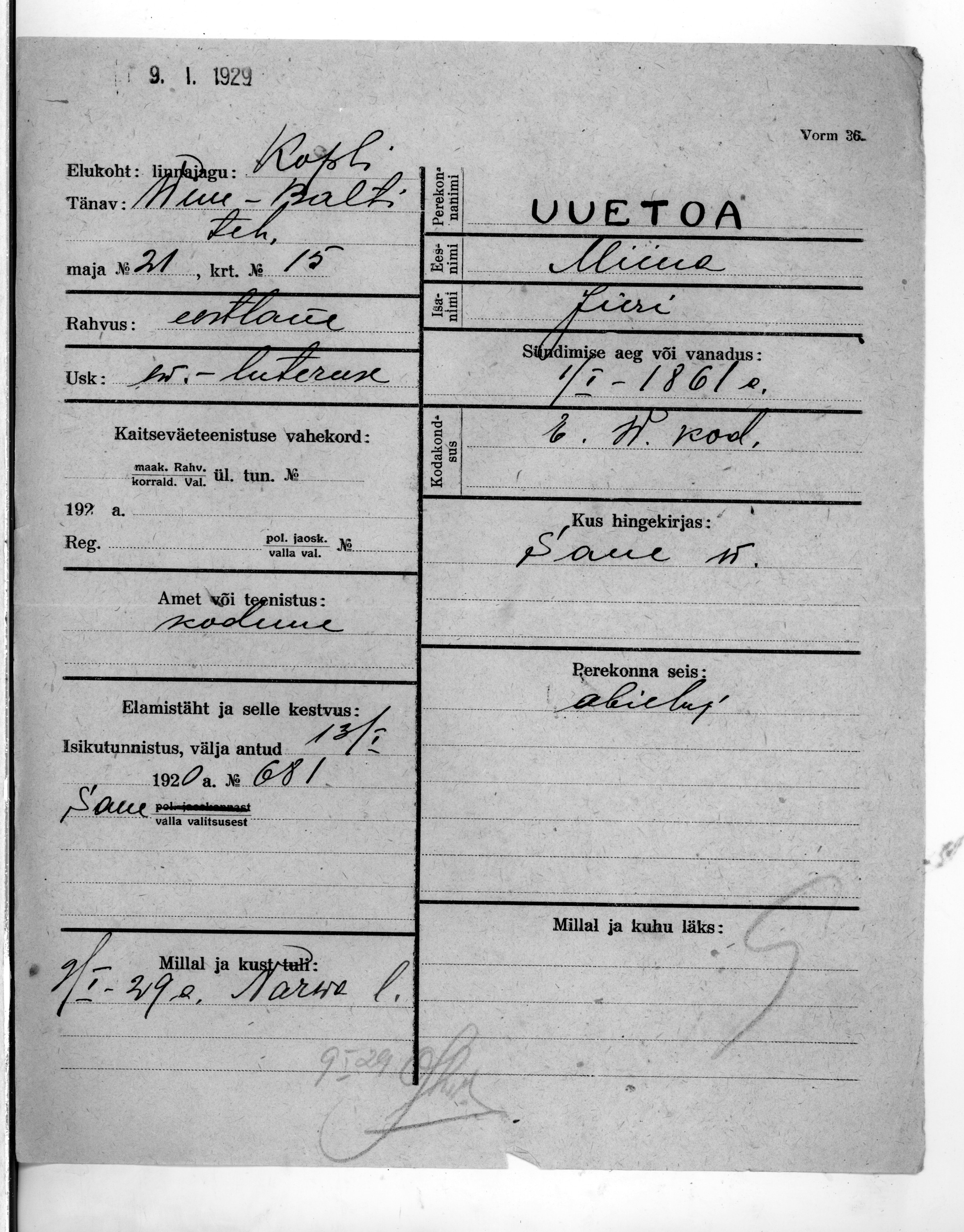 Uuetoa, Miina, Jüri