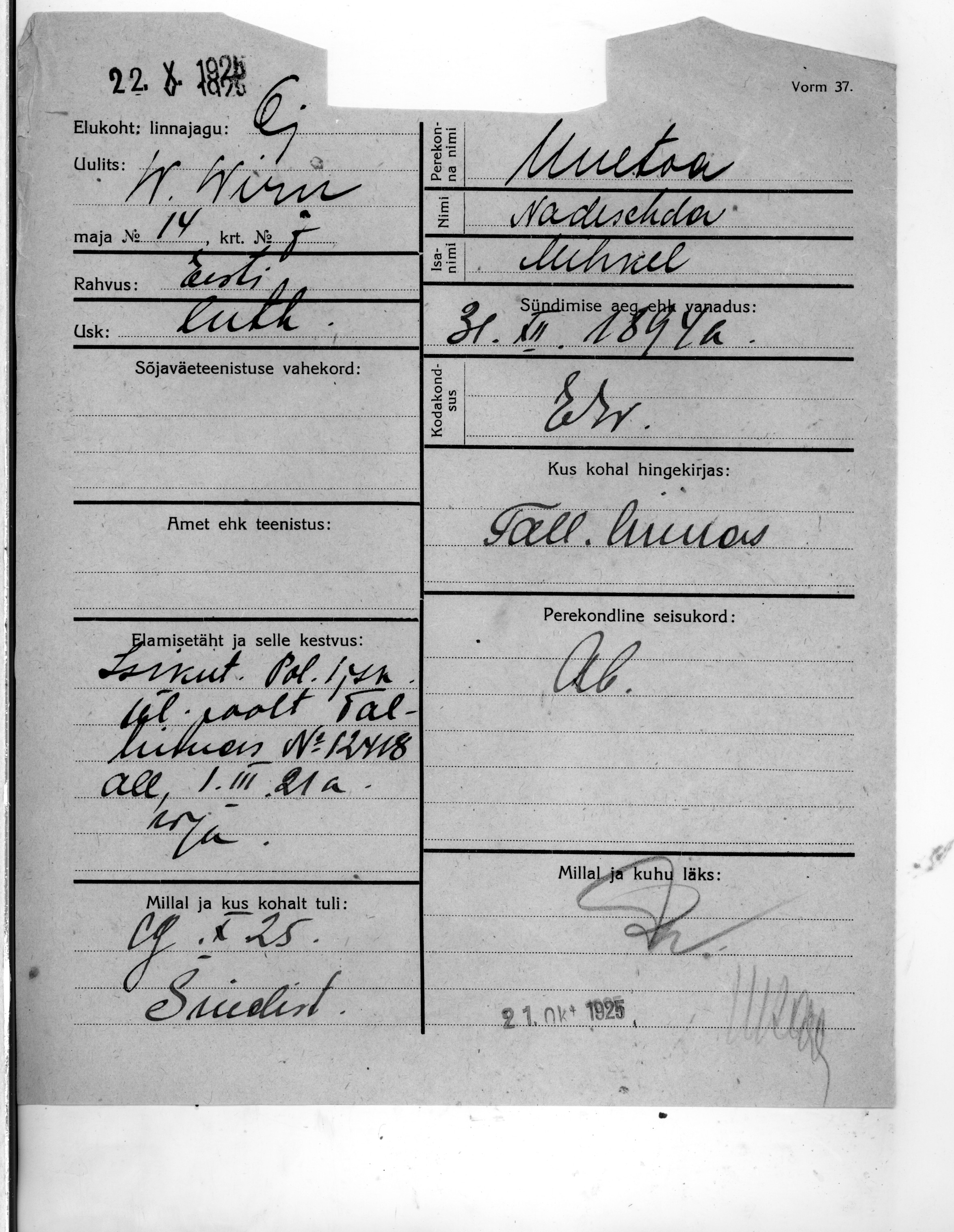 Uuetoa, Nadeschda, Mihkel