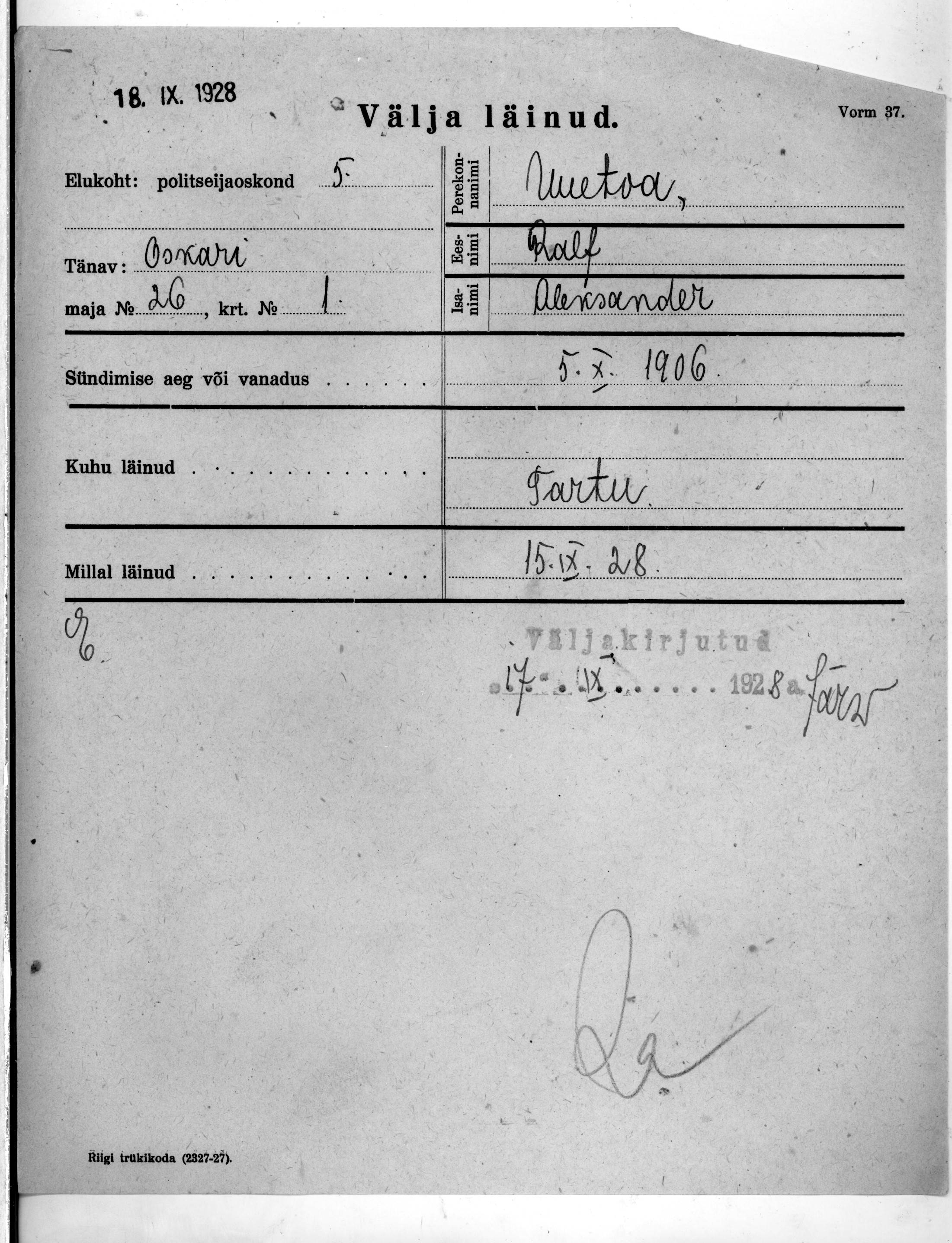 Uuetoa, Ralf, Aleksander