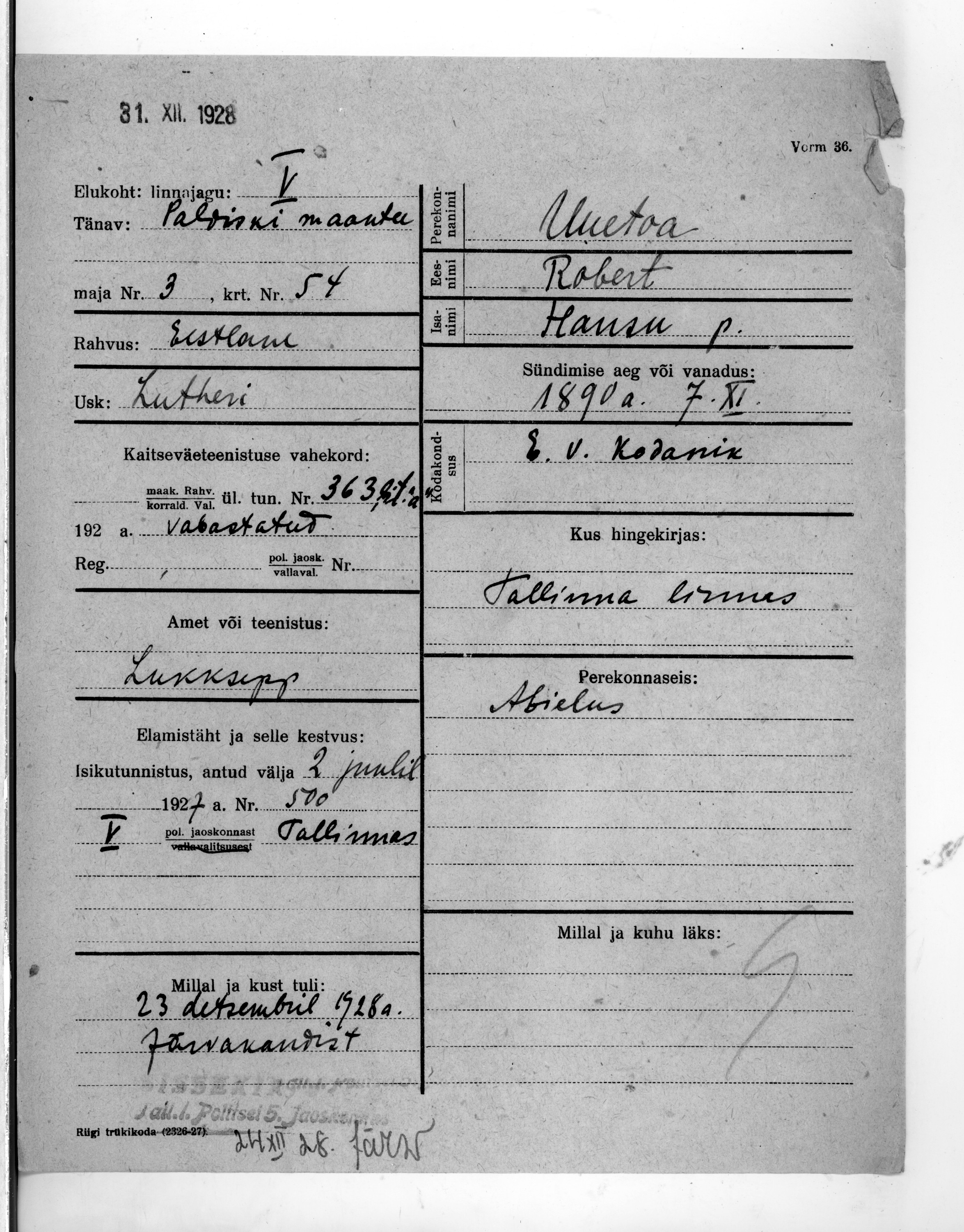 Uuetoa, Robert, Hans