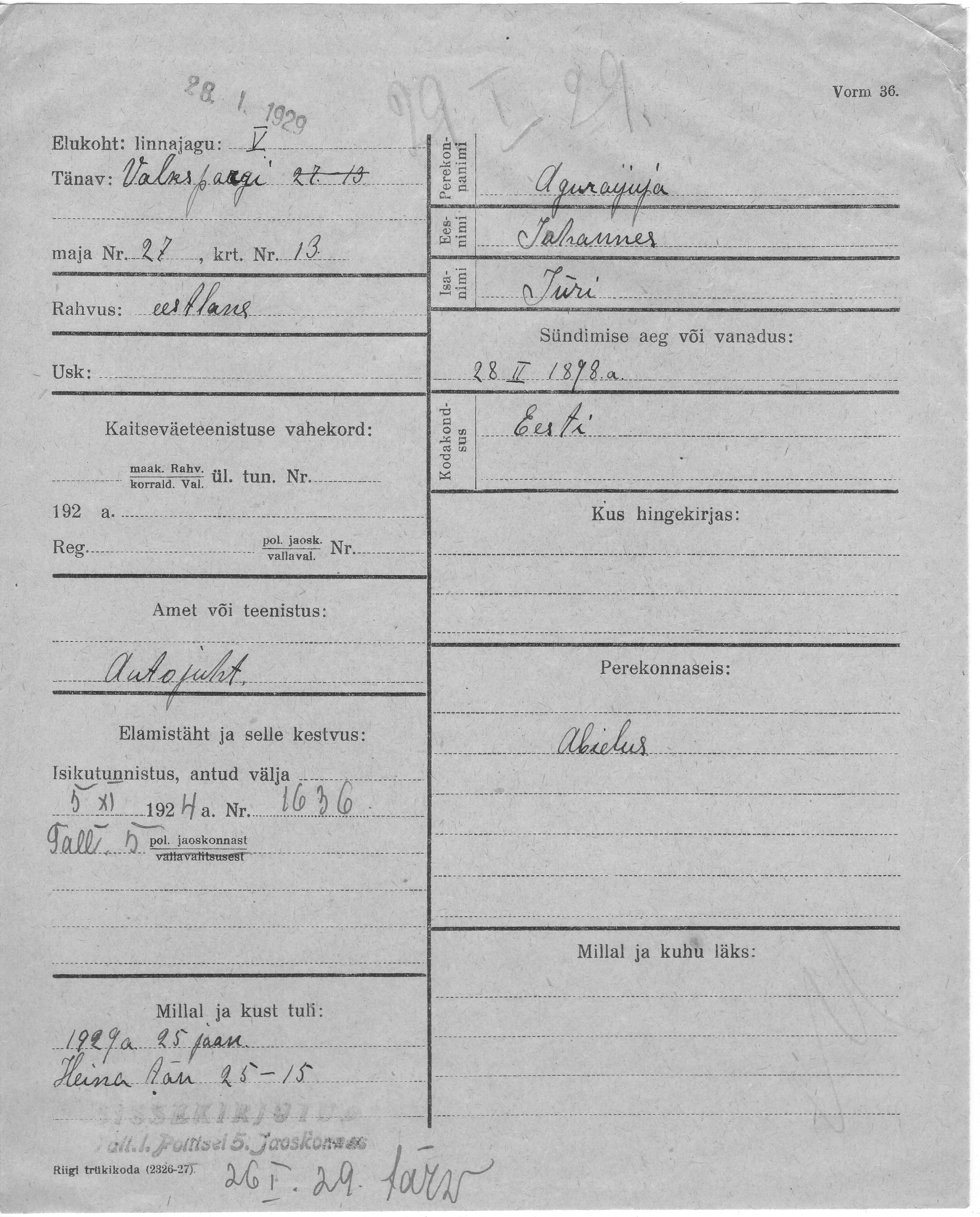 Aguraijuja, Johannes, Jüri