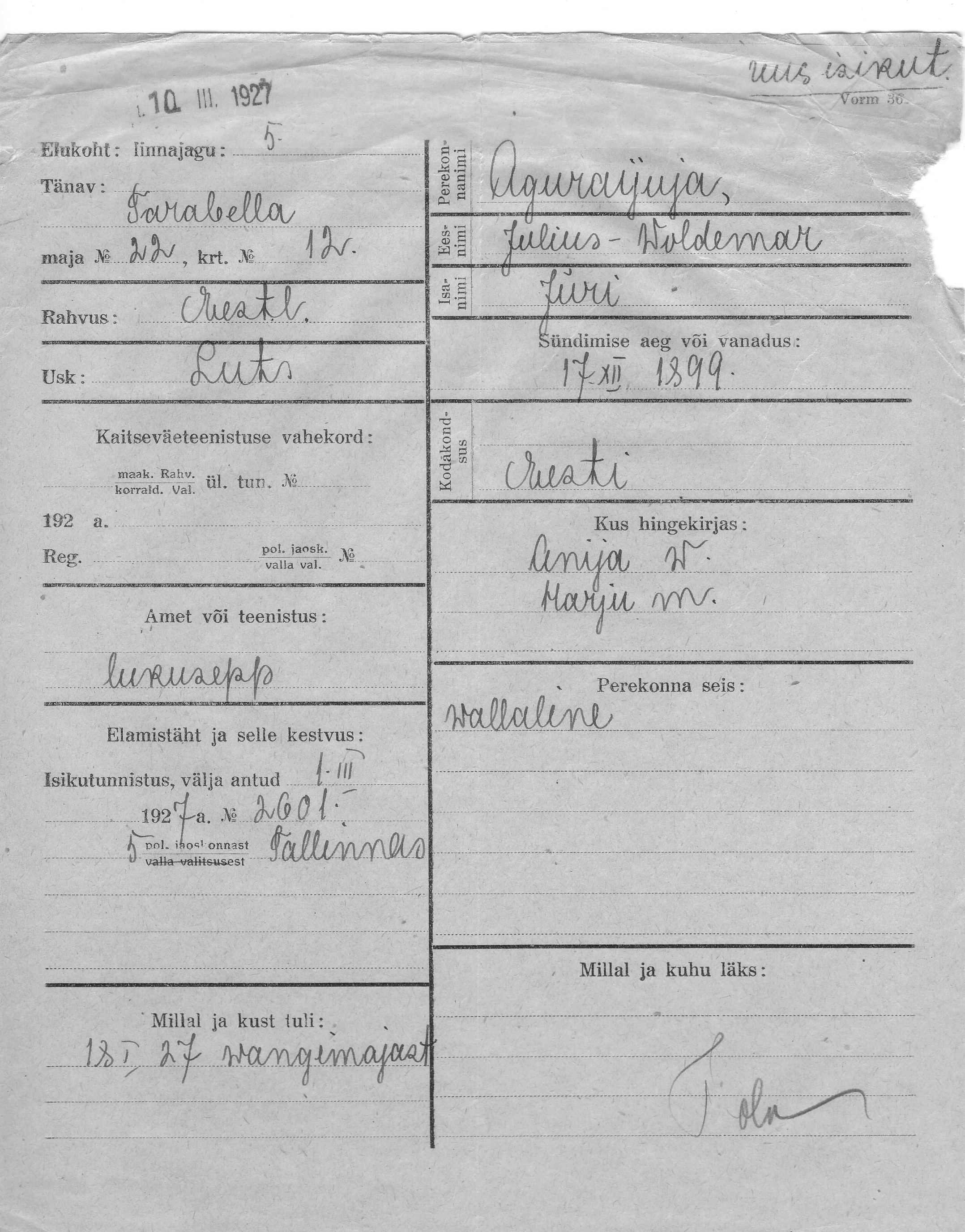 Aguraijuja, Julius, Woldemar
