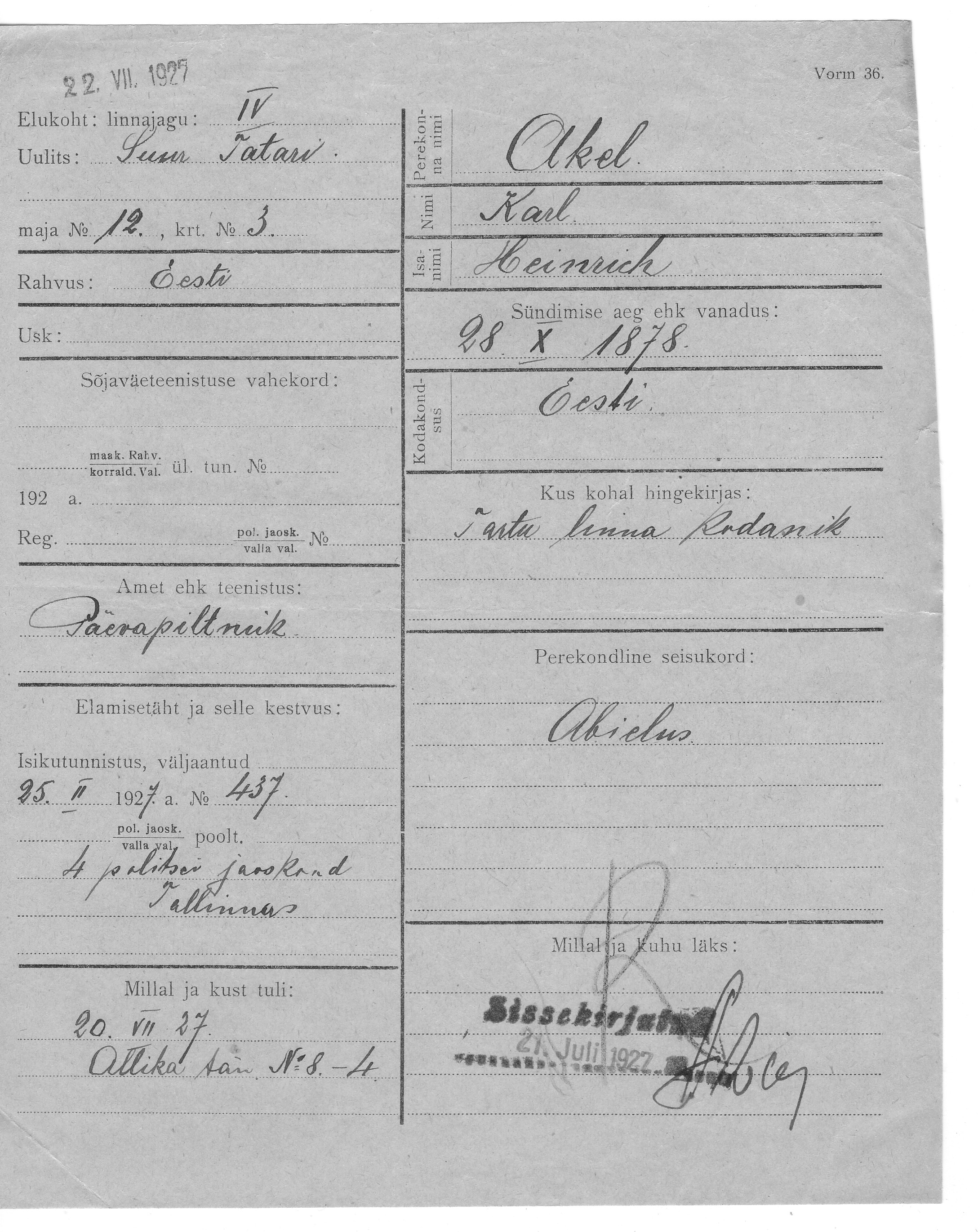 Akel, Karl, Heinrich