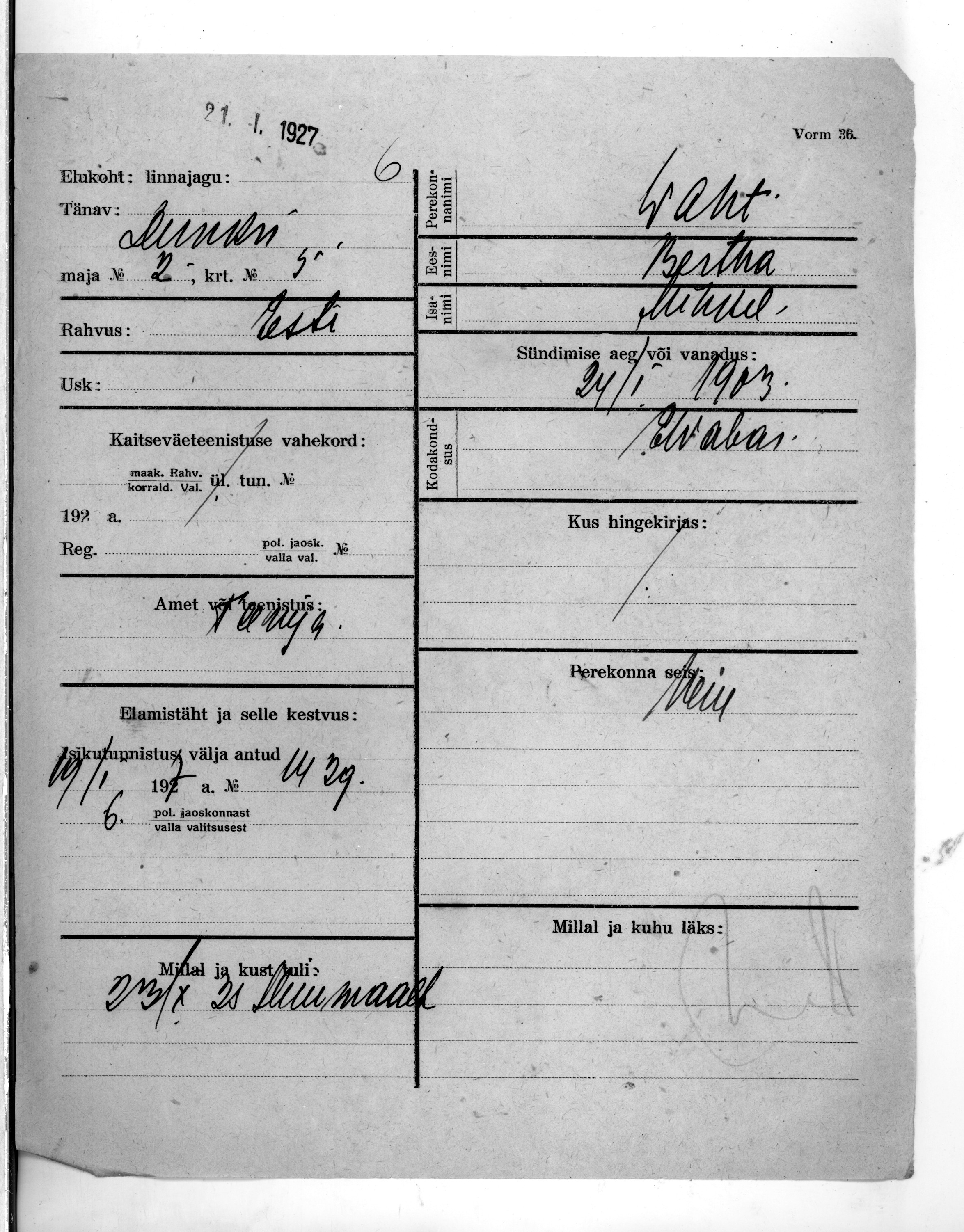 Waht, Bertha, Mihkel