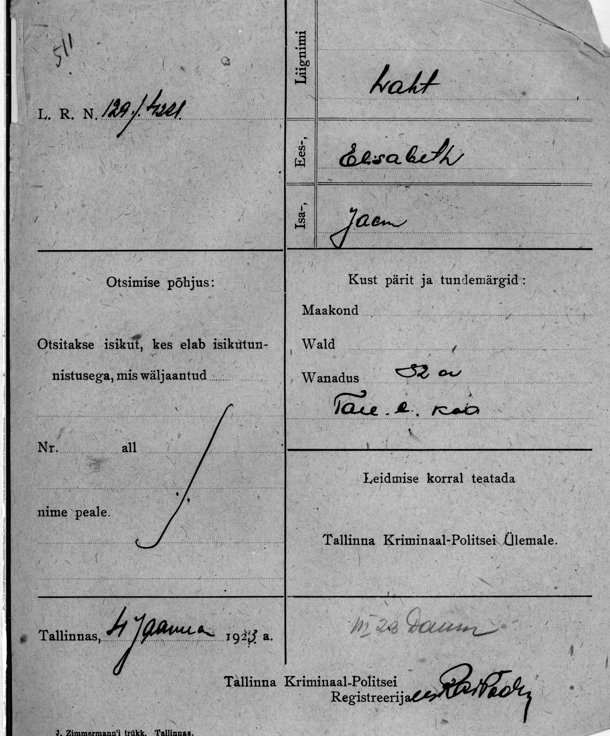 Waht, Elisabeth, Jaan