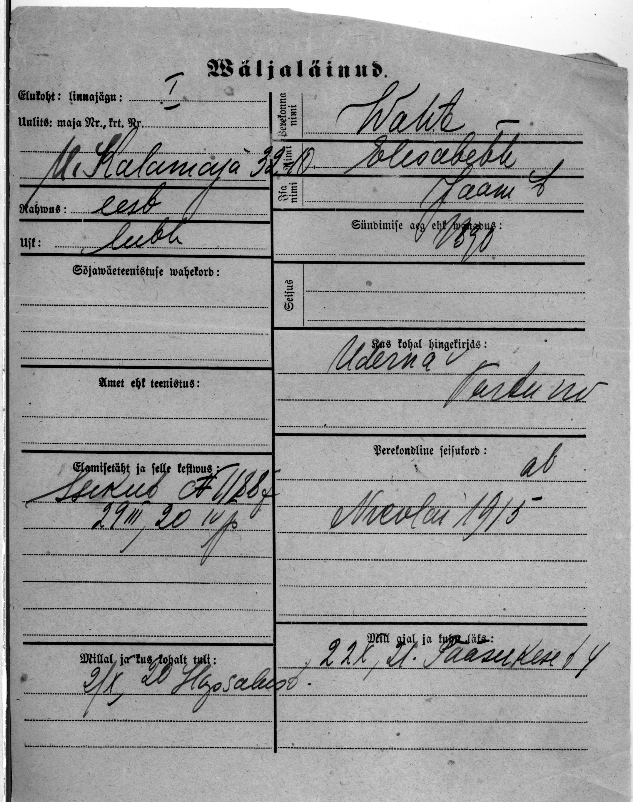 Waht, Elisabeth, Jaan