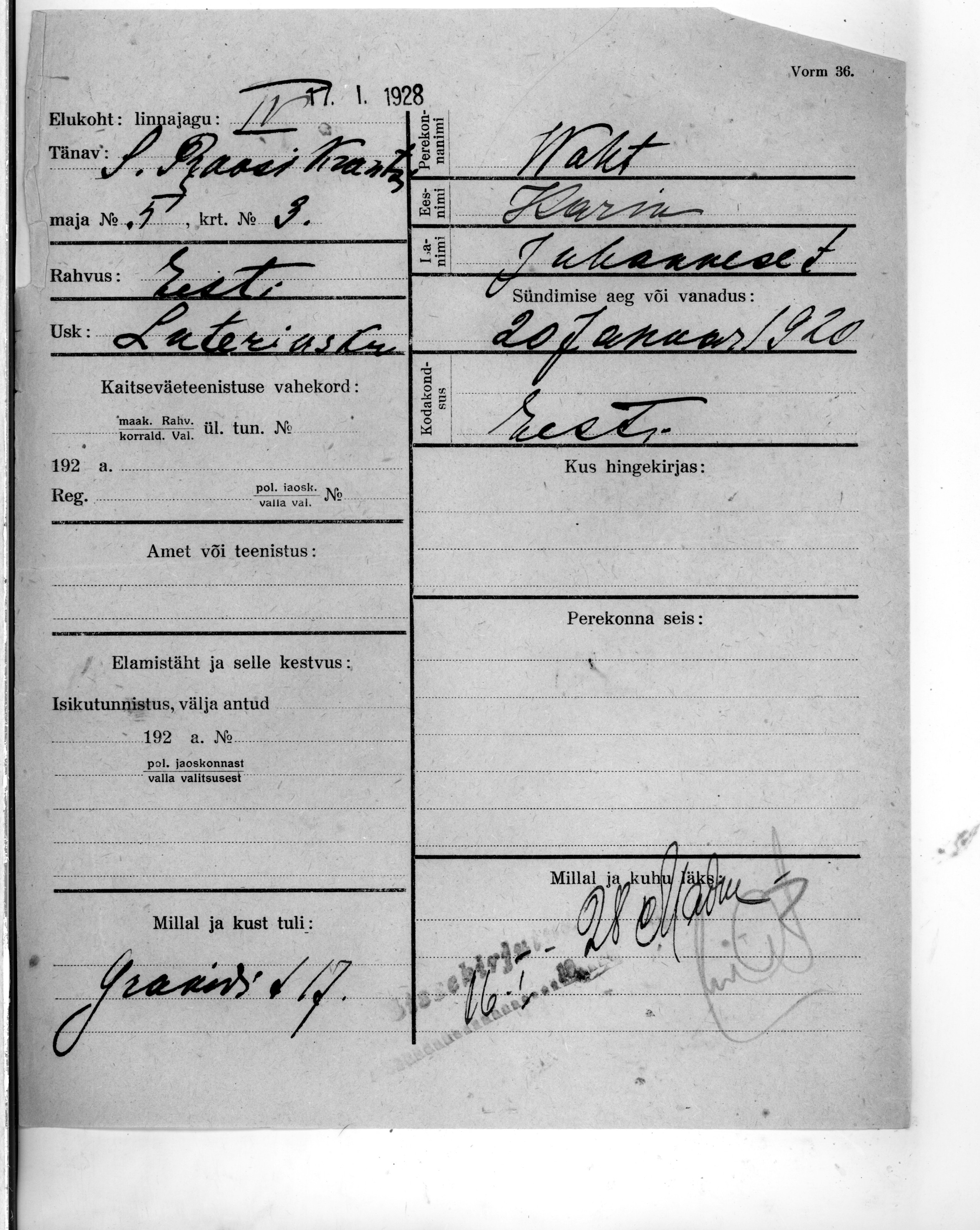 Waht, Karin, Juhannes