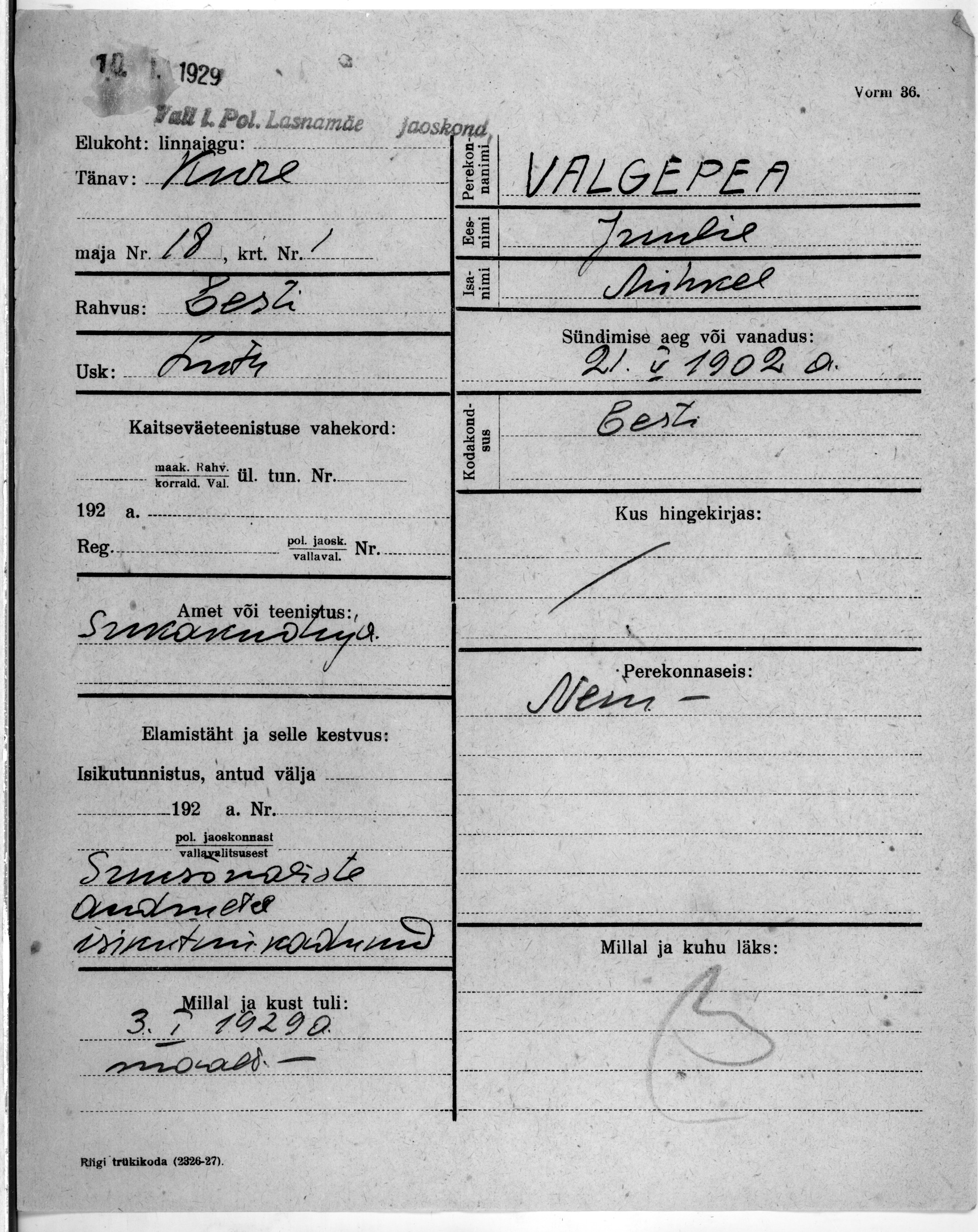 Valgepea, Juulie, Mihkel