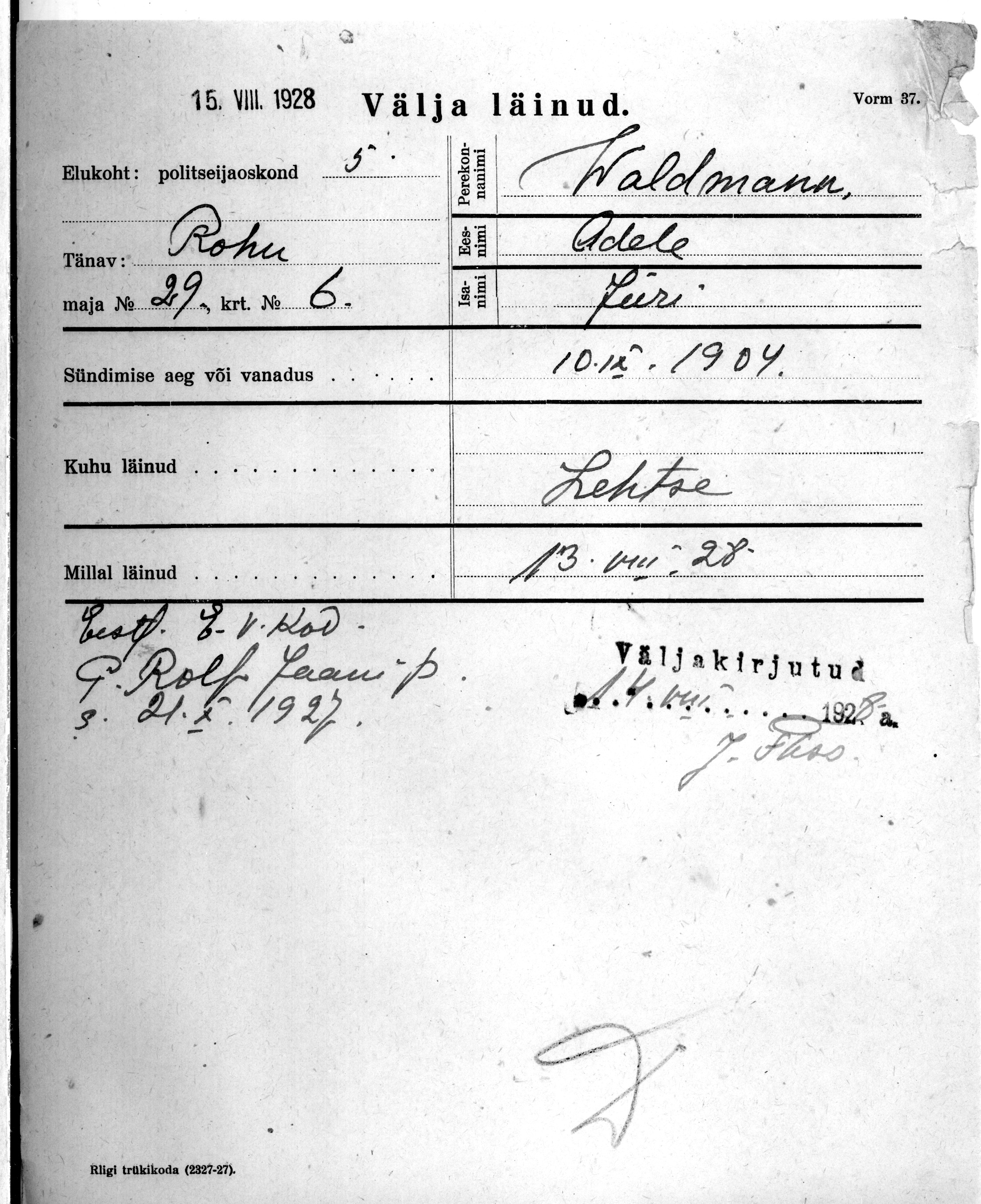 Waldmann, Adele, Jüri