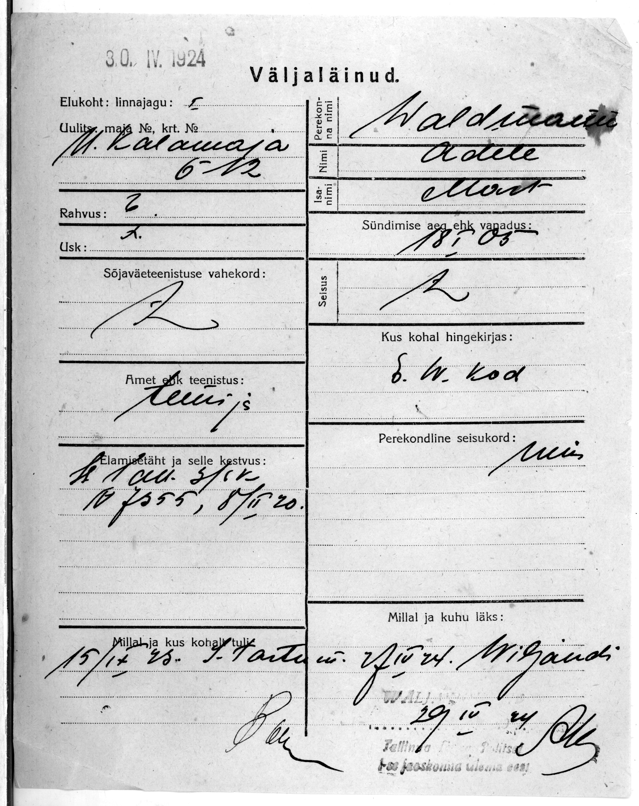 Waldmann, Adele, Mart