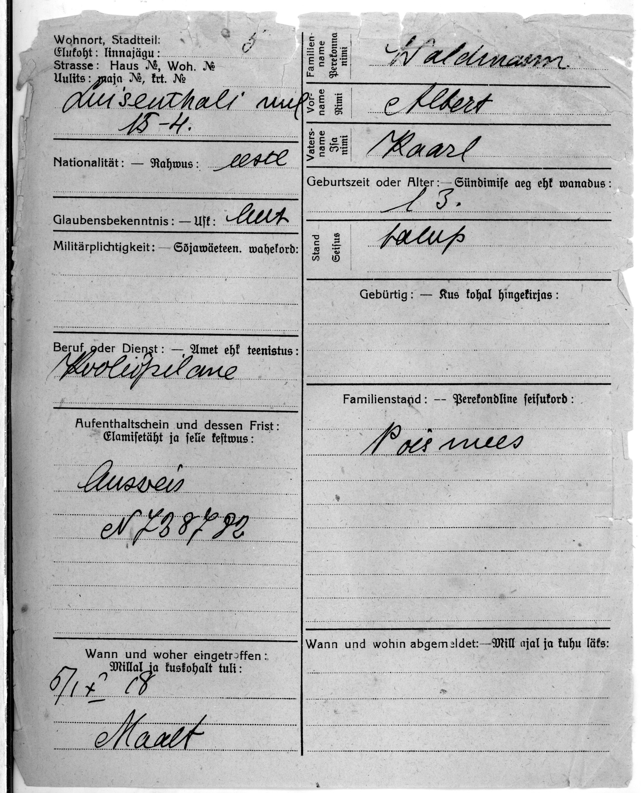 Waldmann, Albert, Kaarel