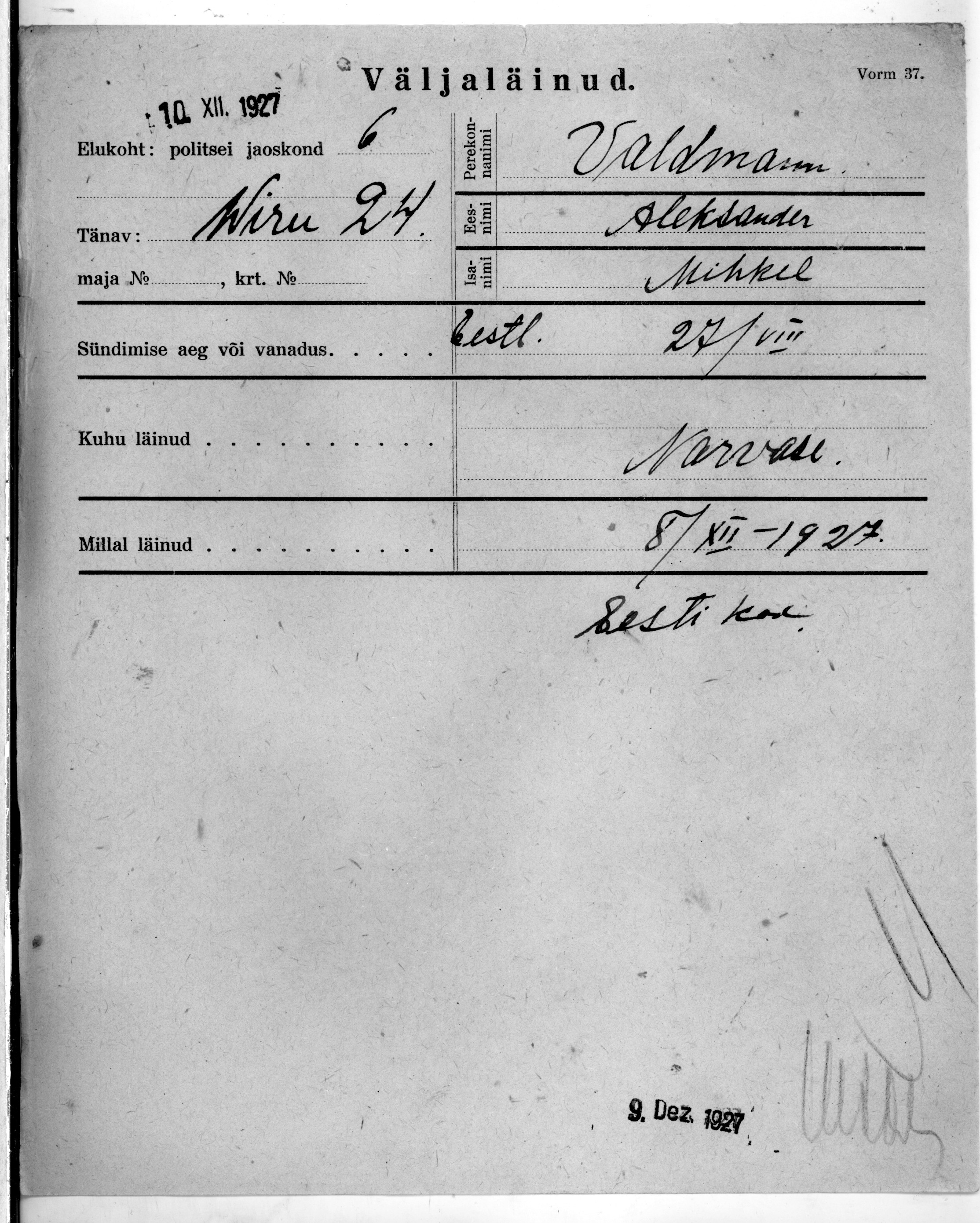 Waldmann, Aleksander, Mihkel