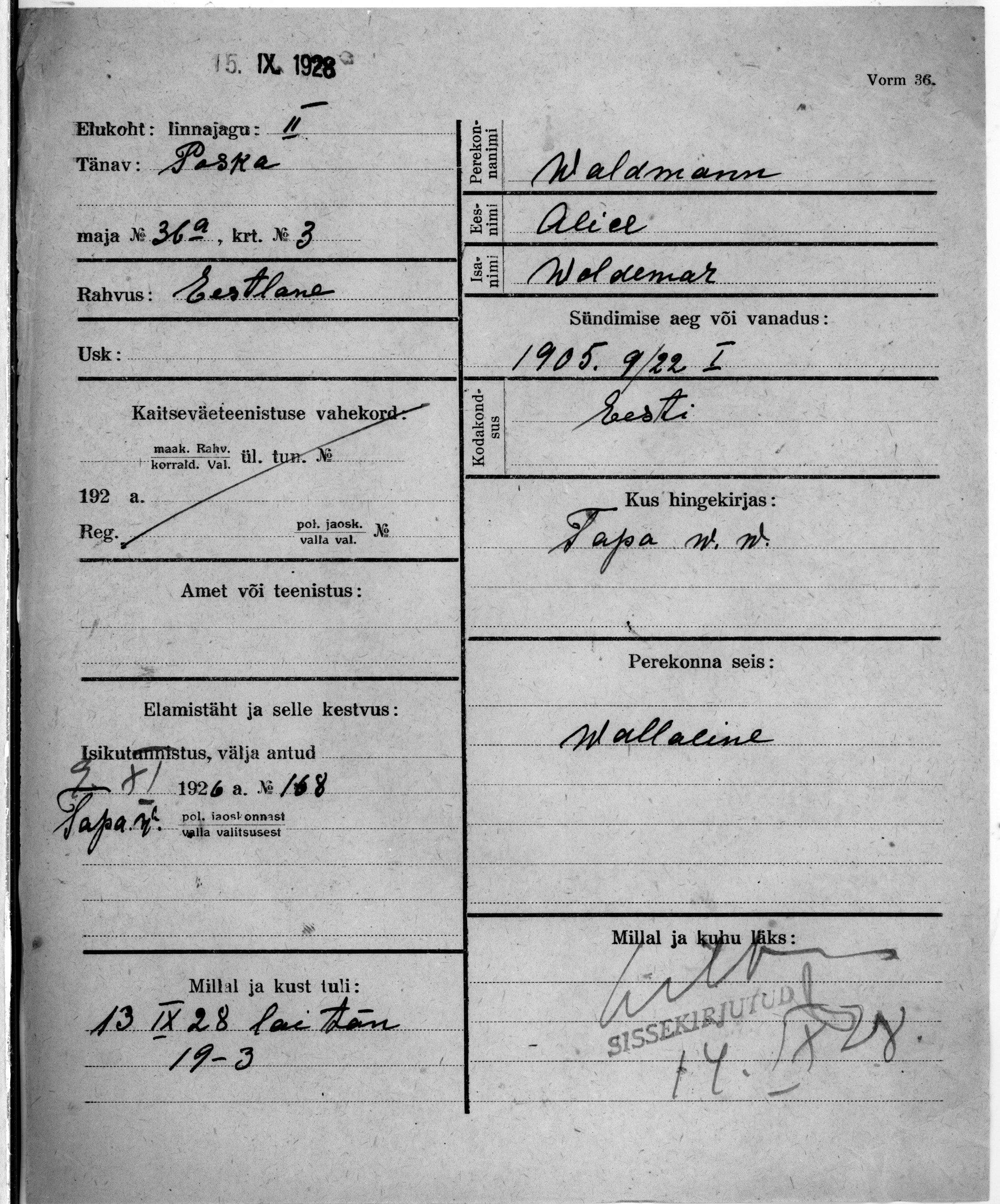 Waldmann, Alice, Woldemar