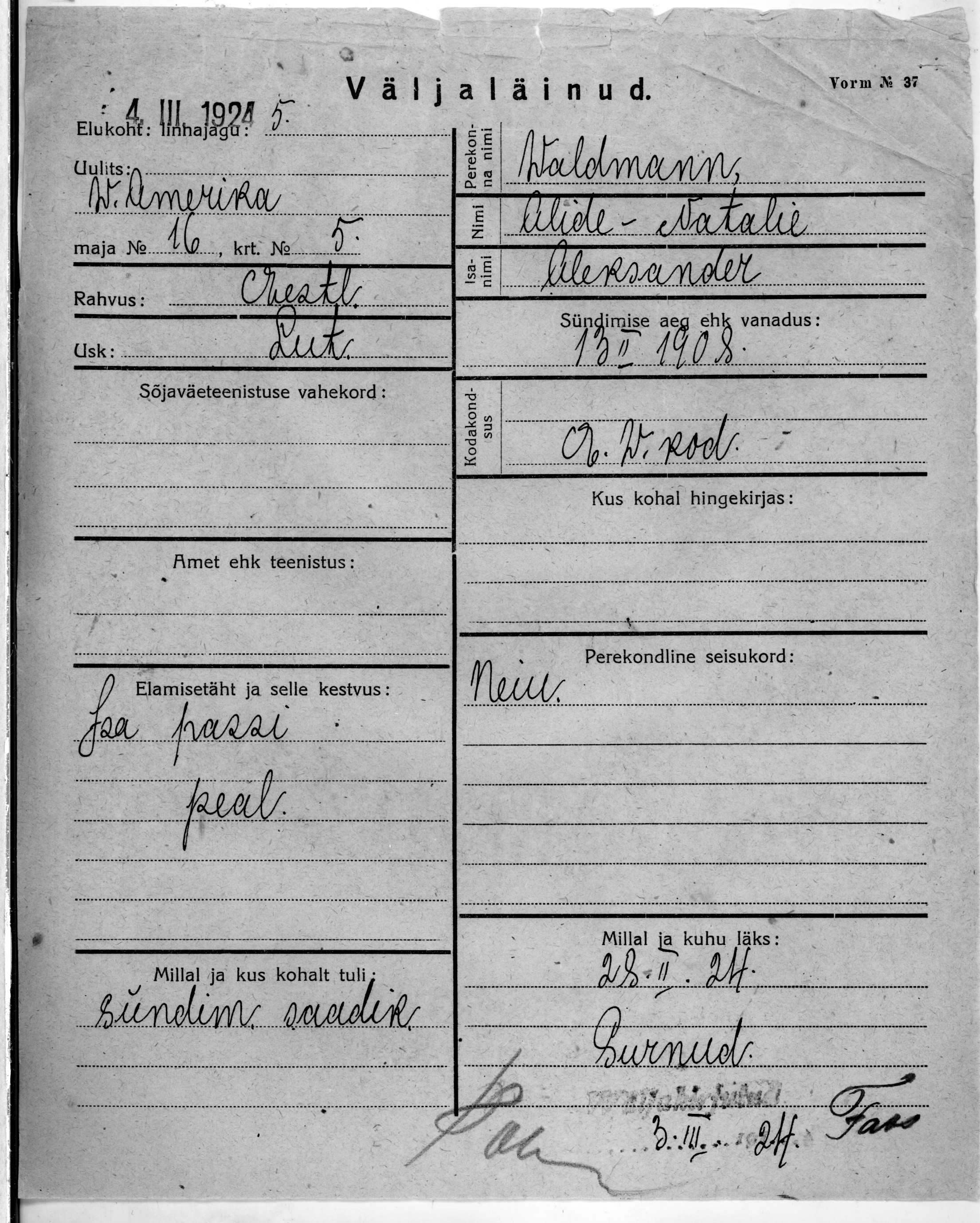 Waldmann, Alide-Natalie, Aleksander