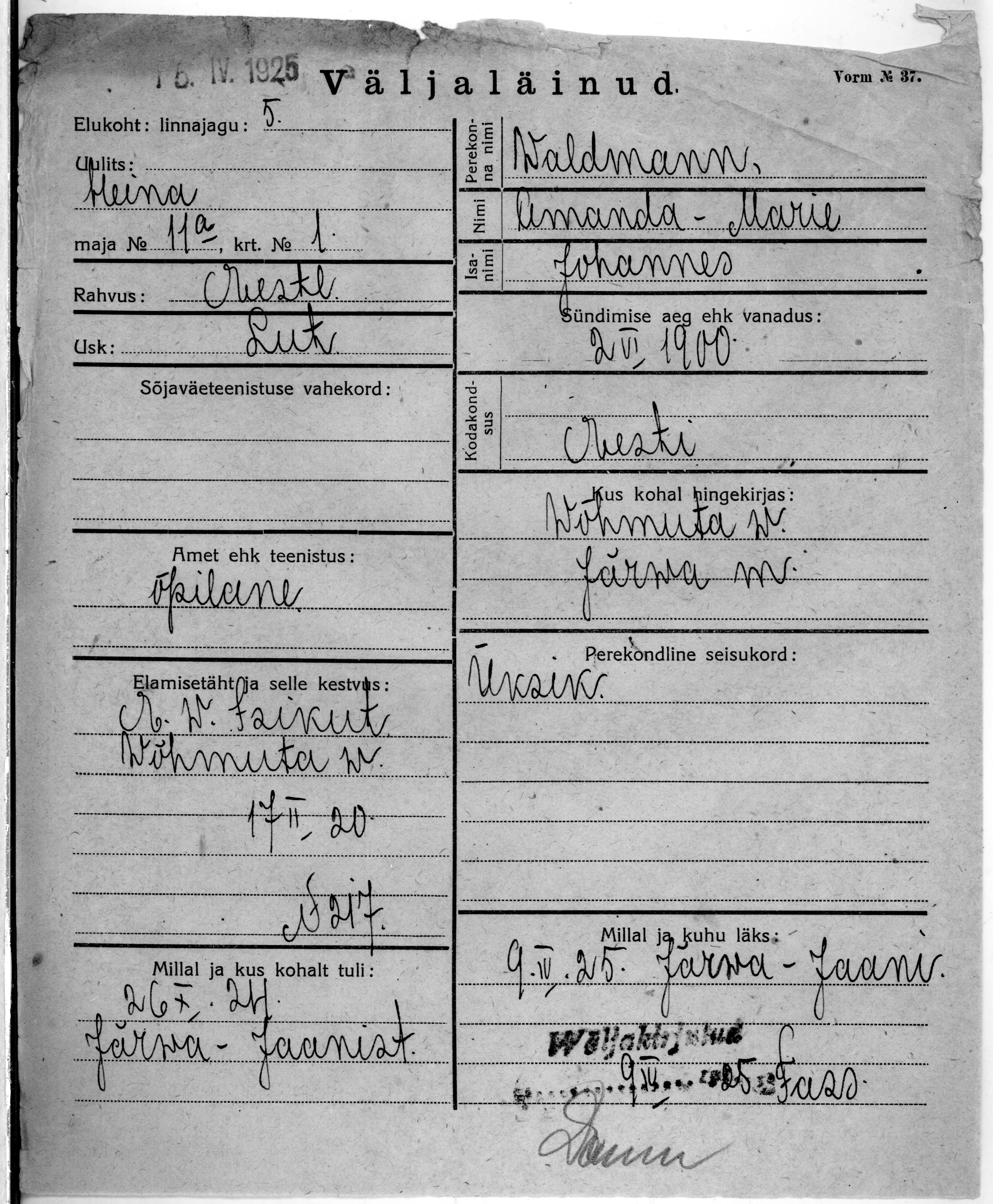 Waldmann, Amanda-Marie, Johannes