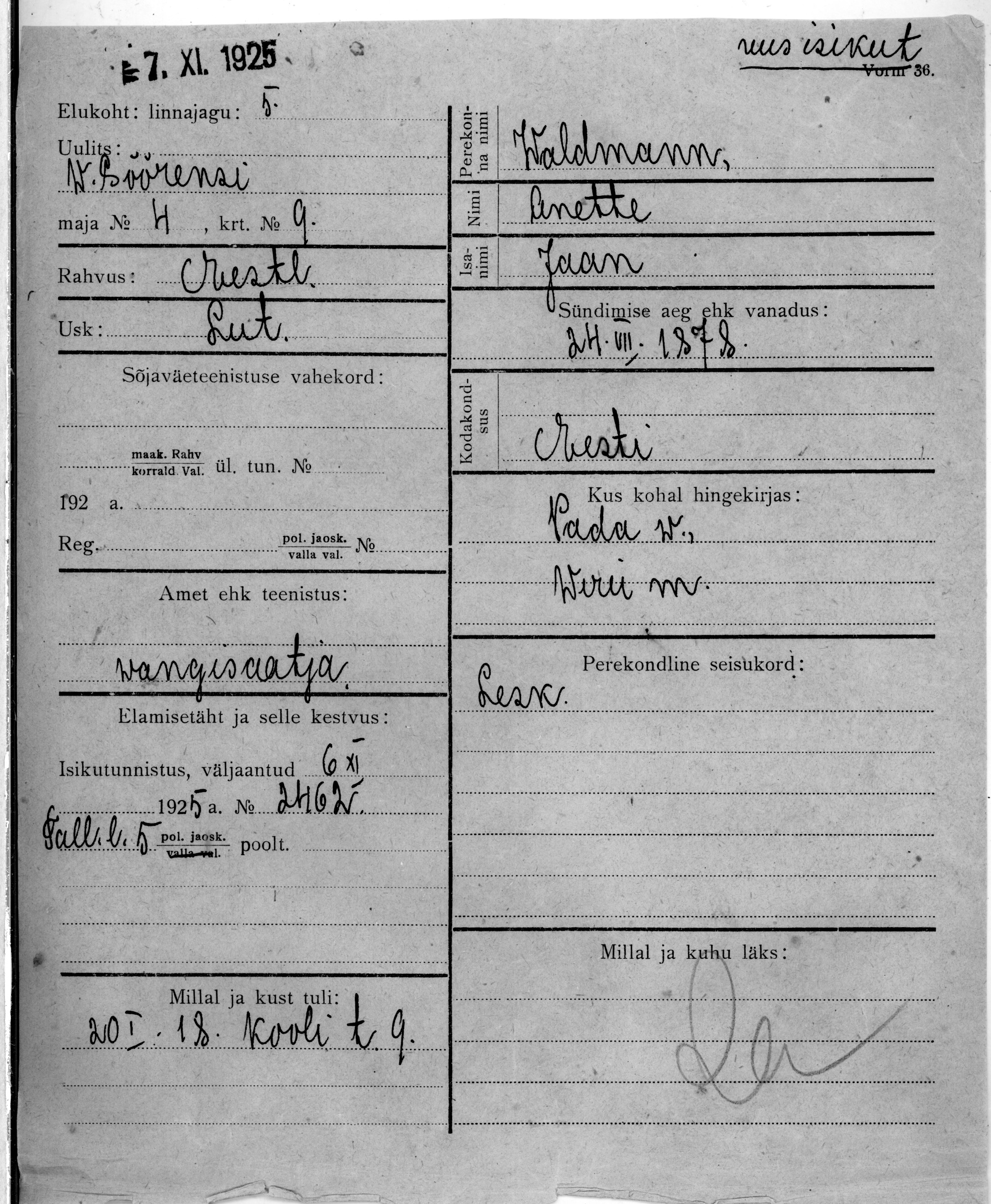 Waldmann, Anette, Jaan