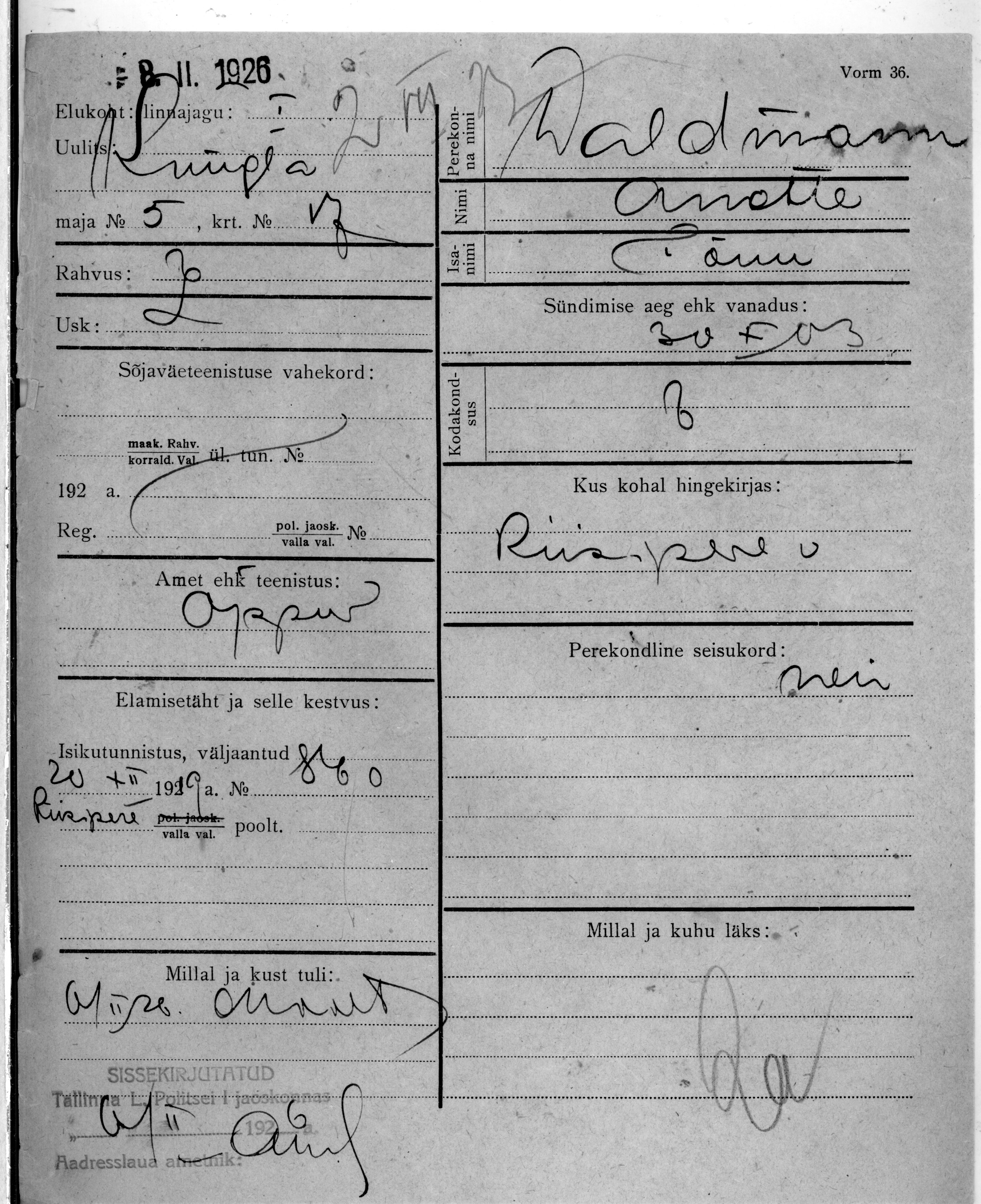 Waldmann, Anette, Tõnu