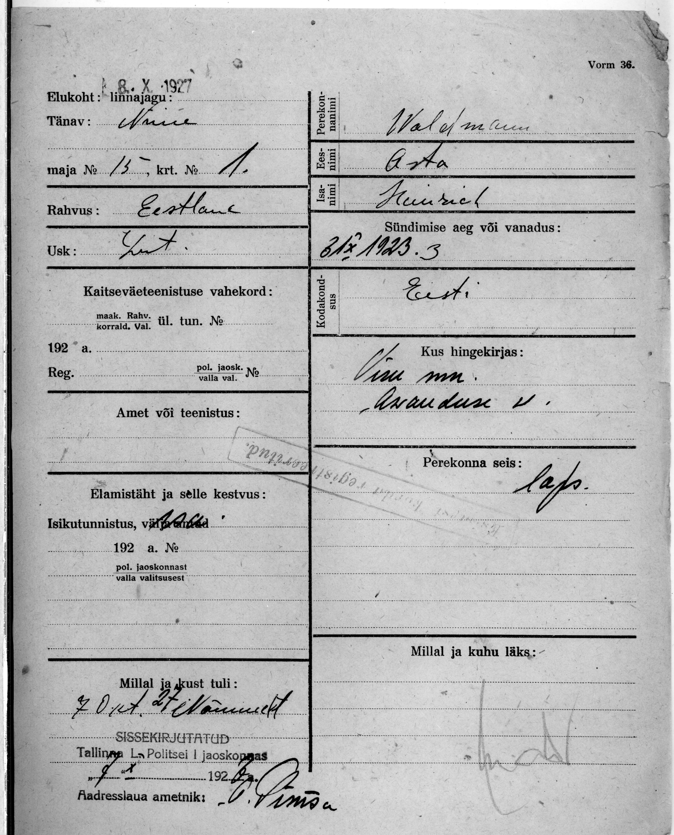 Waldmann, Asta, Heinrich