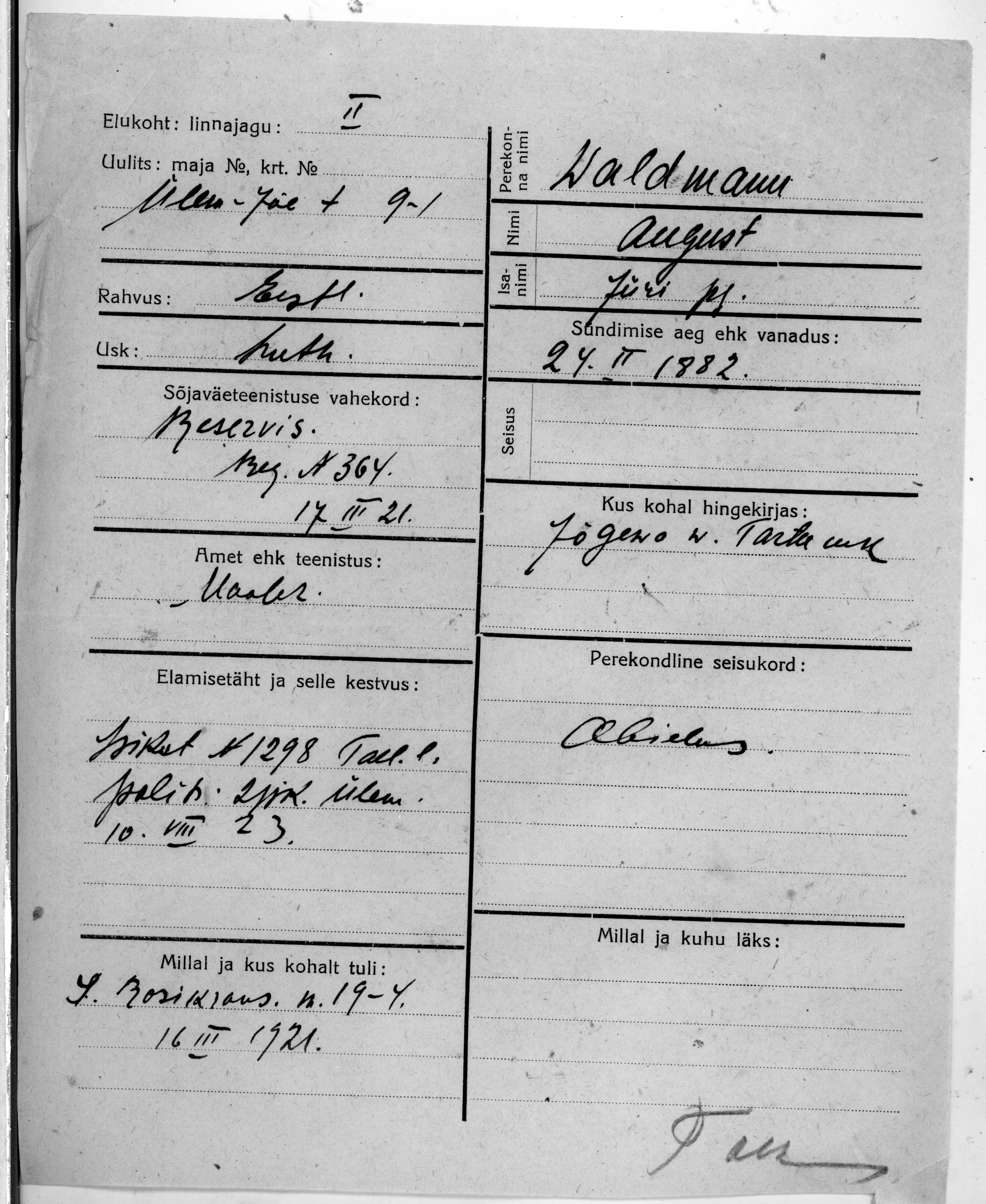 Waldmann, August, Jüri