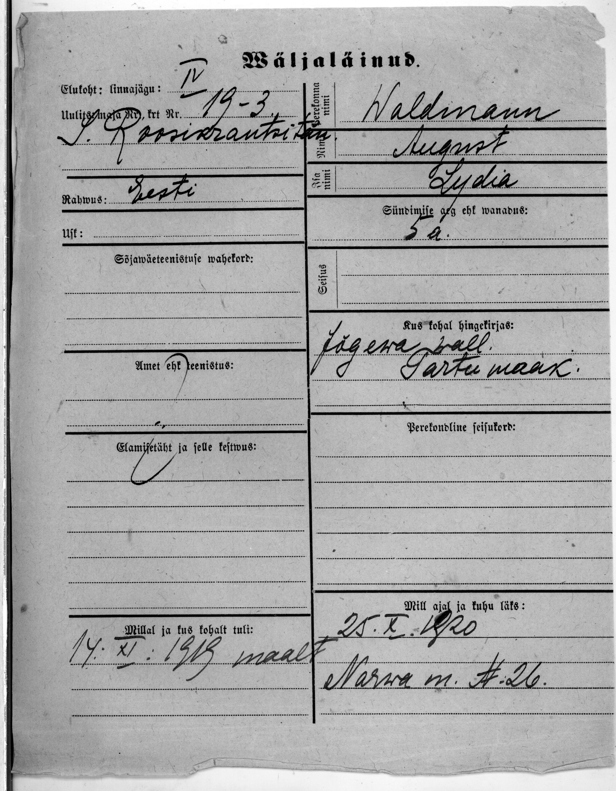 Waldmann, August, Lydia