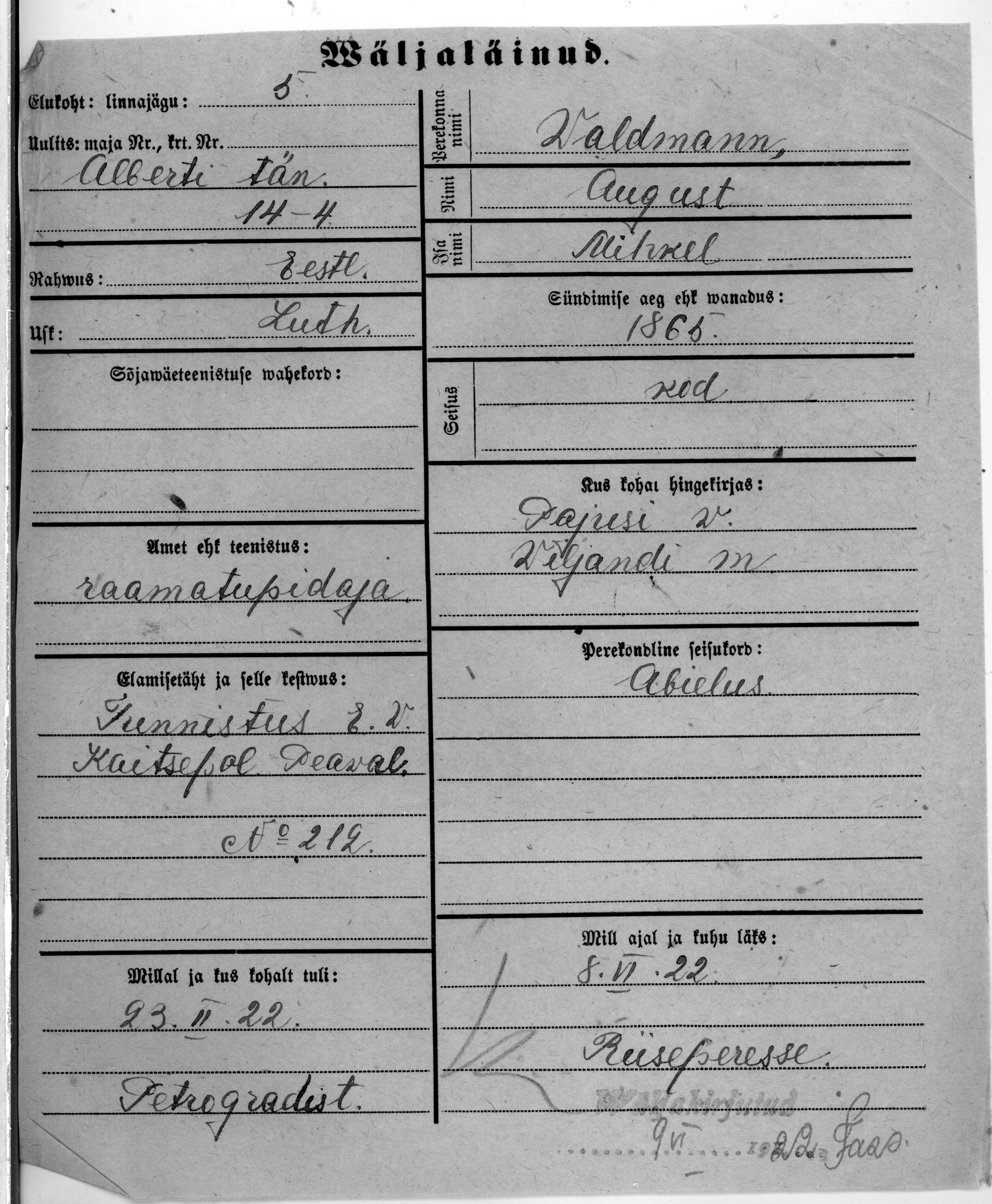 Waldmann, August, Mihkel