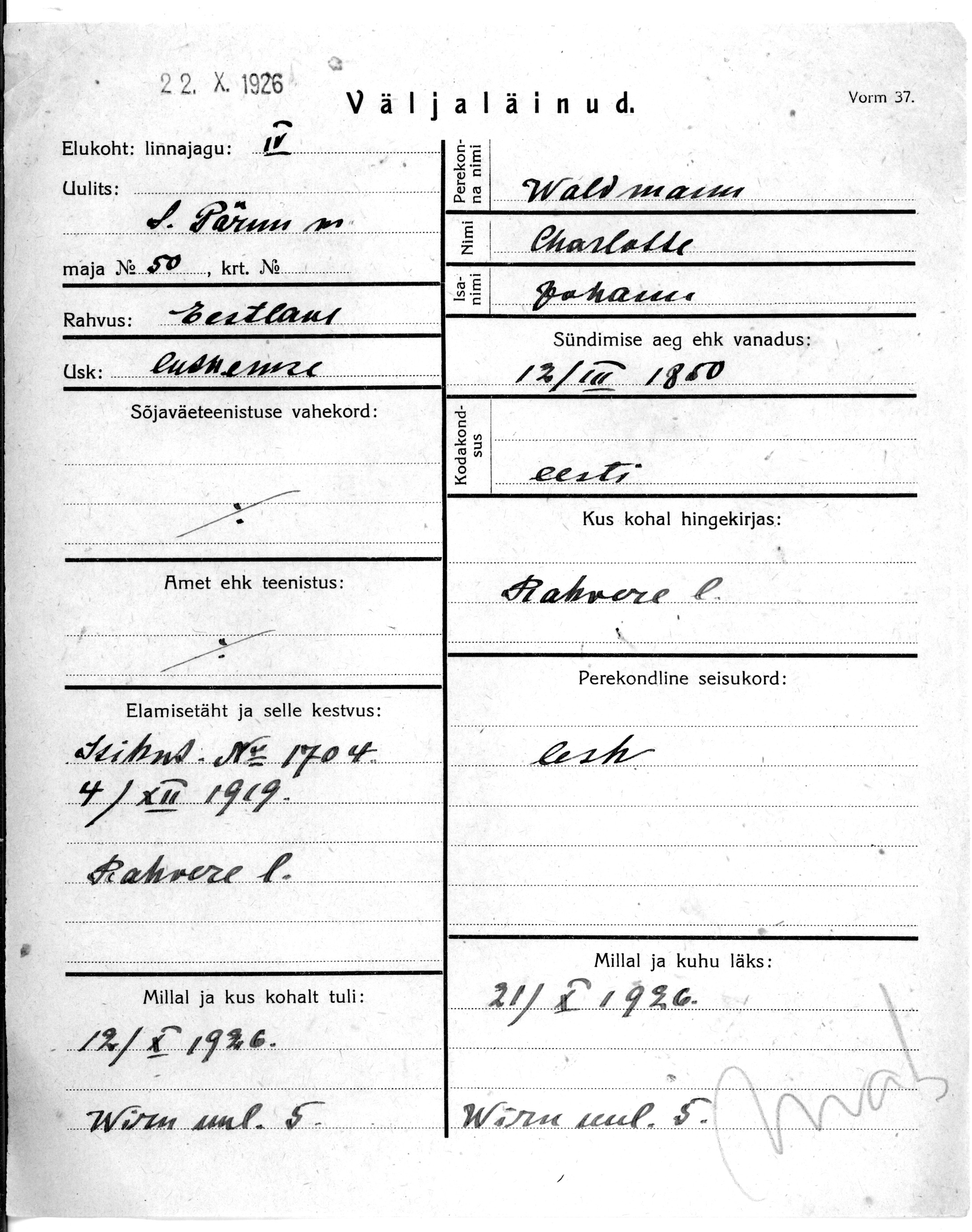 Waldmann, Charlotte, Johann