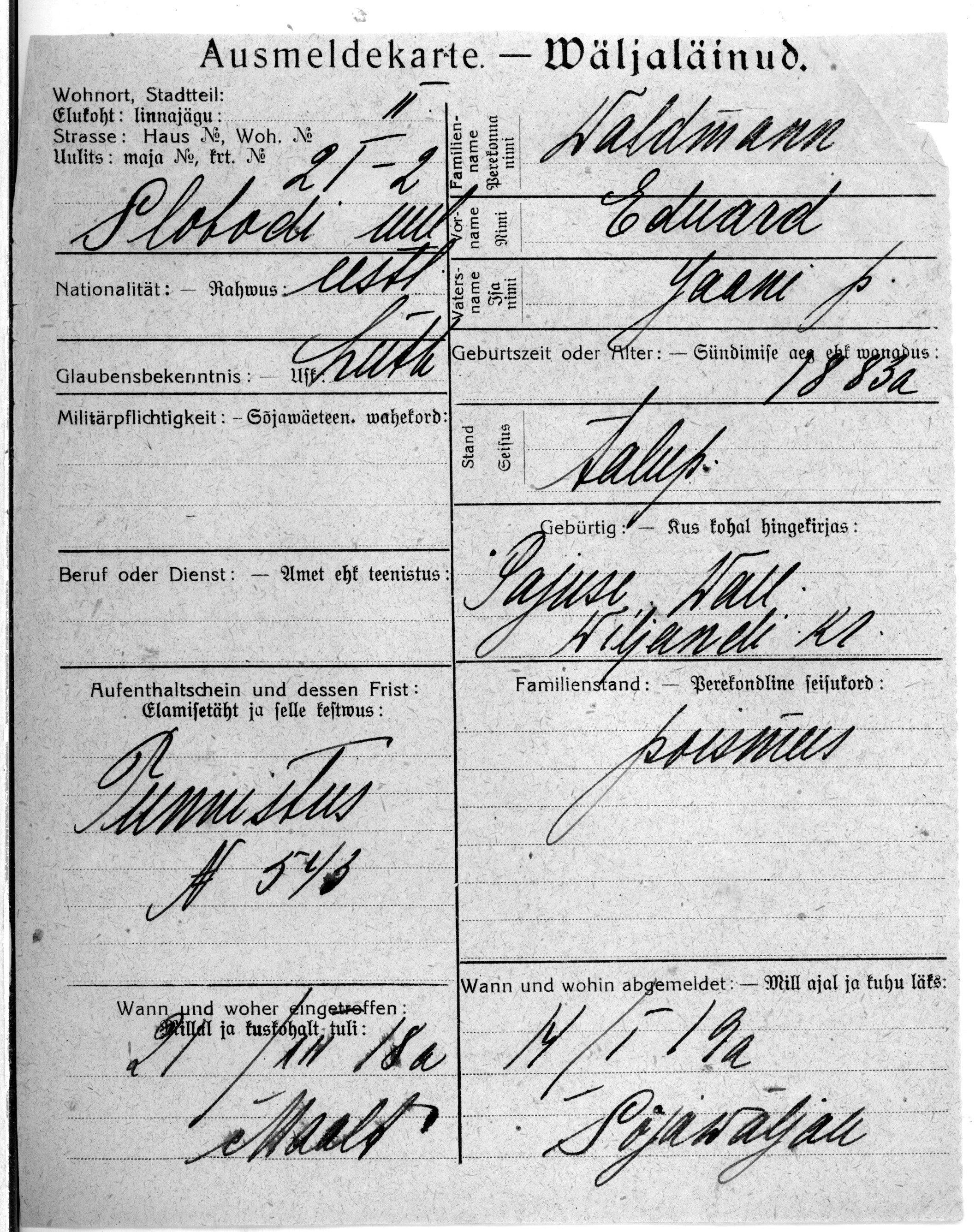 Waldmann, Eduard, Jaan