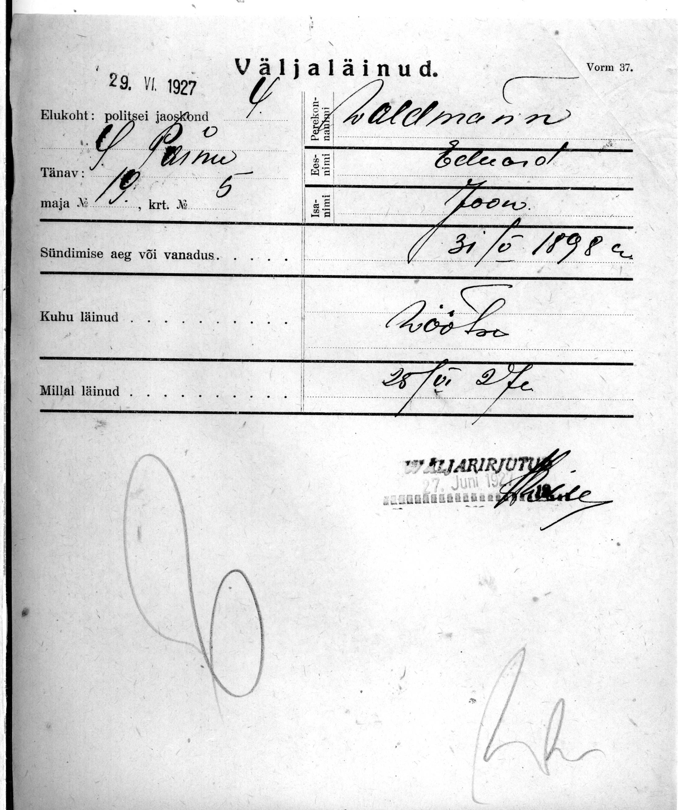 Waldmann, Eduard, Jaan