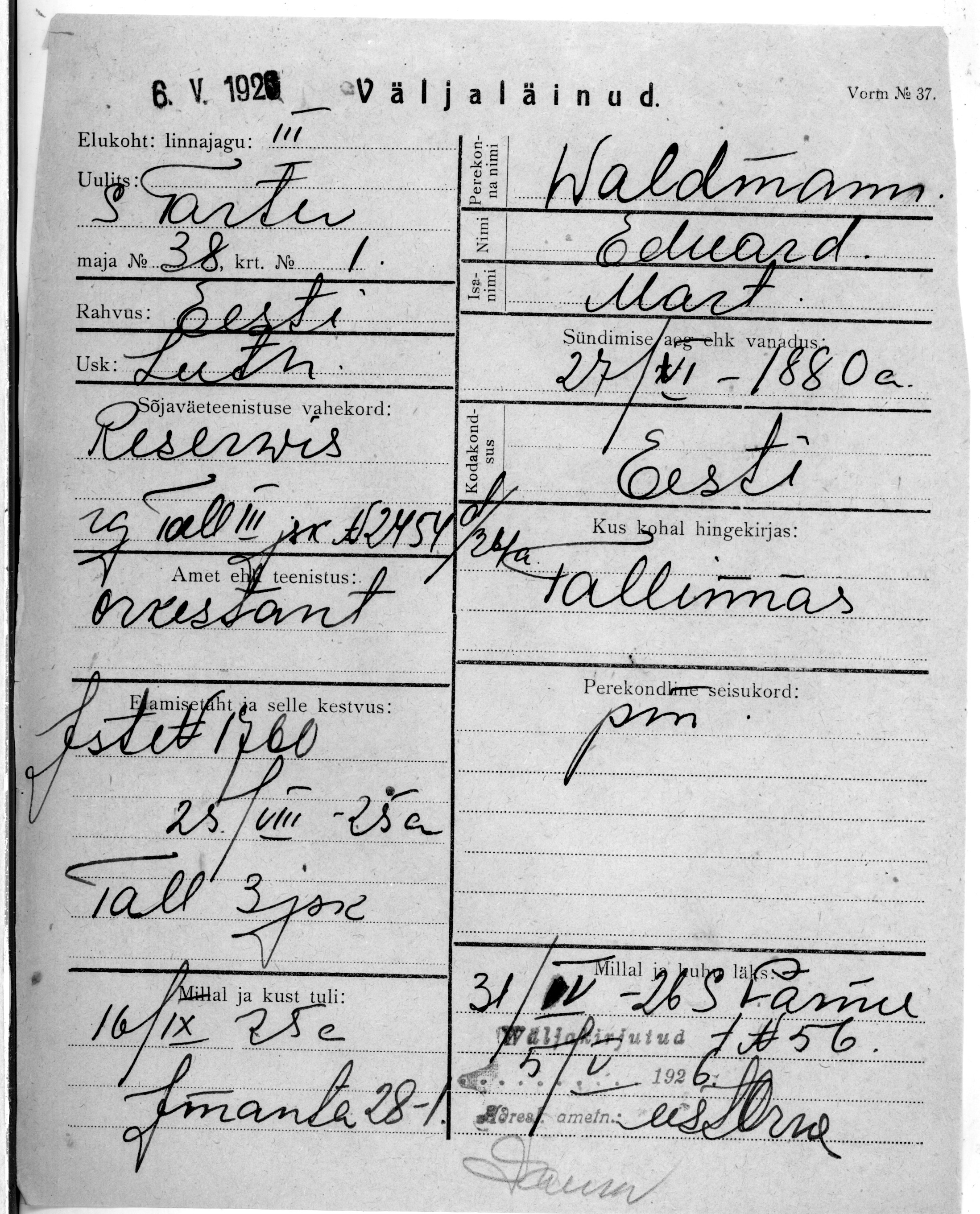 Waldmann, Eduard, Mart