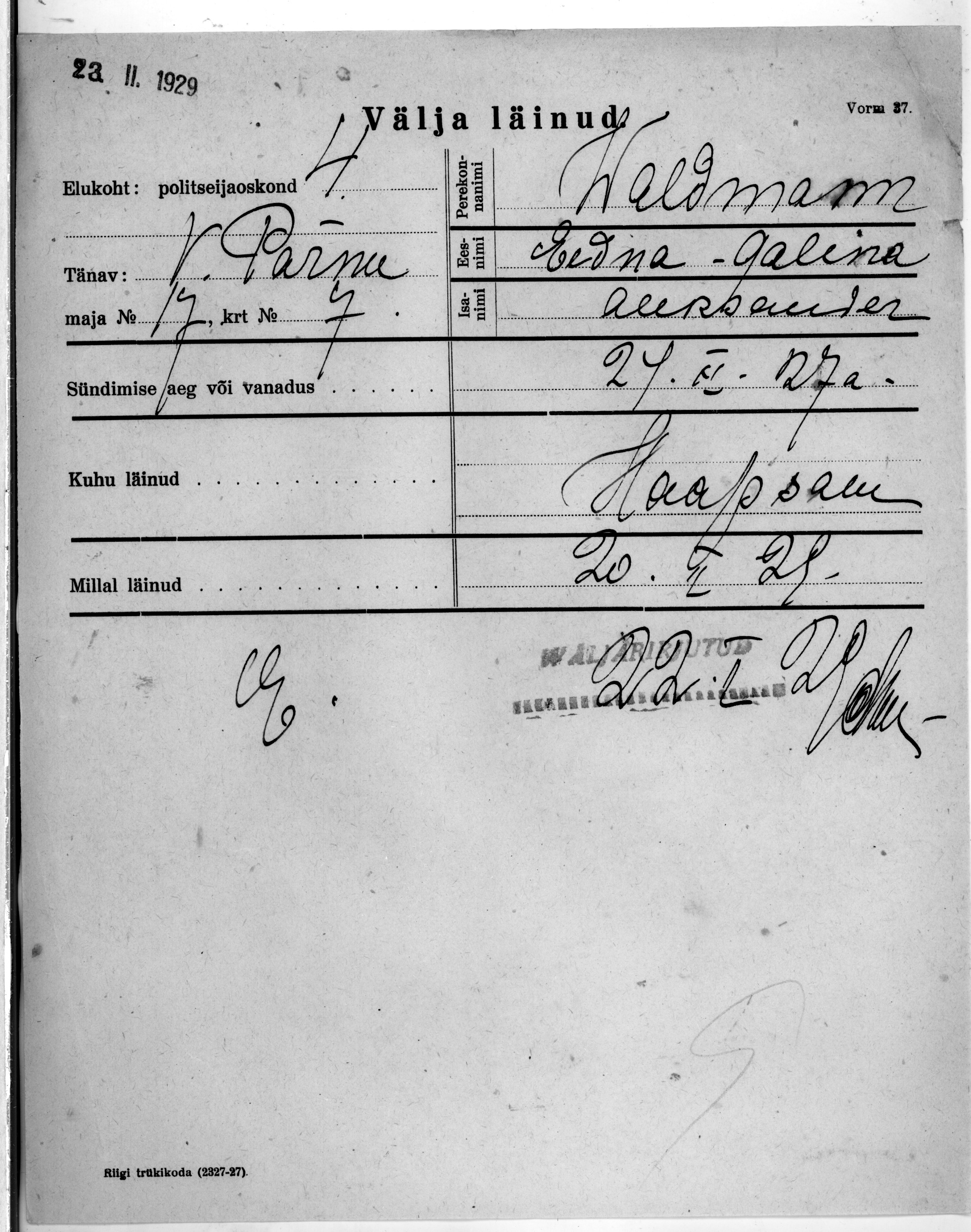 Waldmann, Eedna-Galina, Aleksander