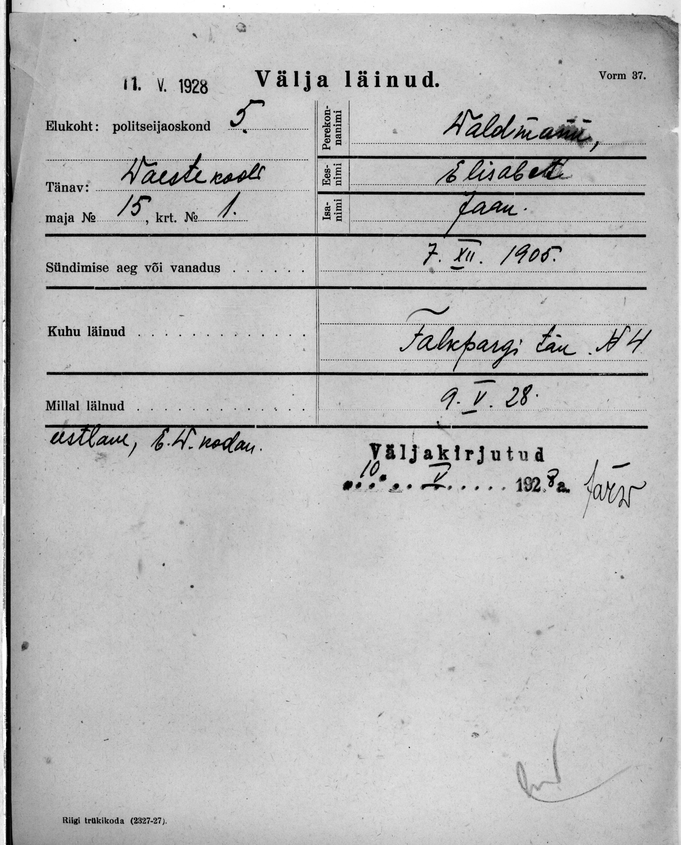 Waldmann, Elisabet, Jaan