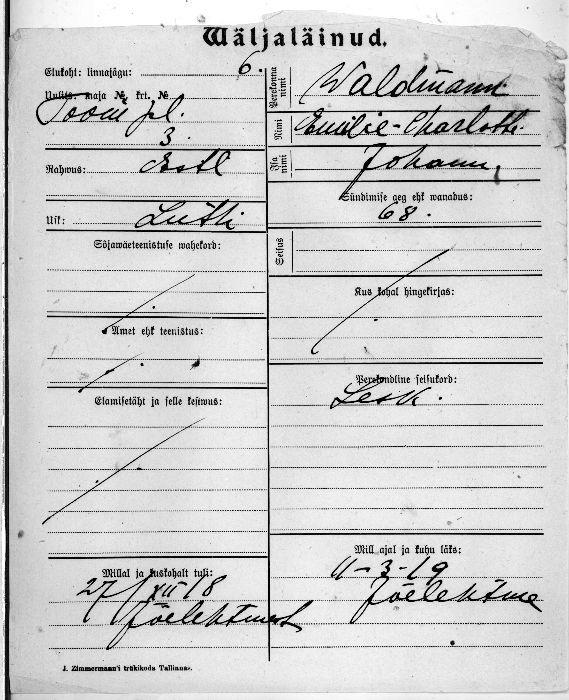 Waldmann, Emilie-Charlotte, Johann