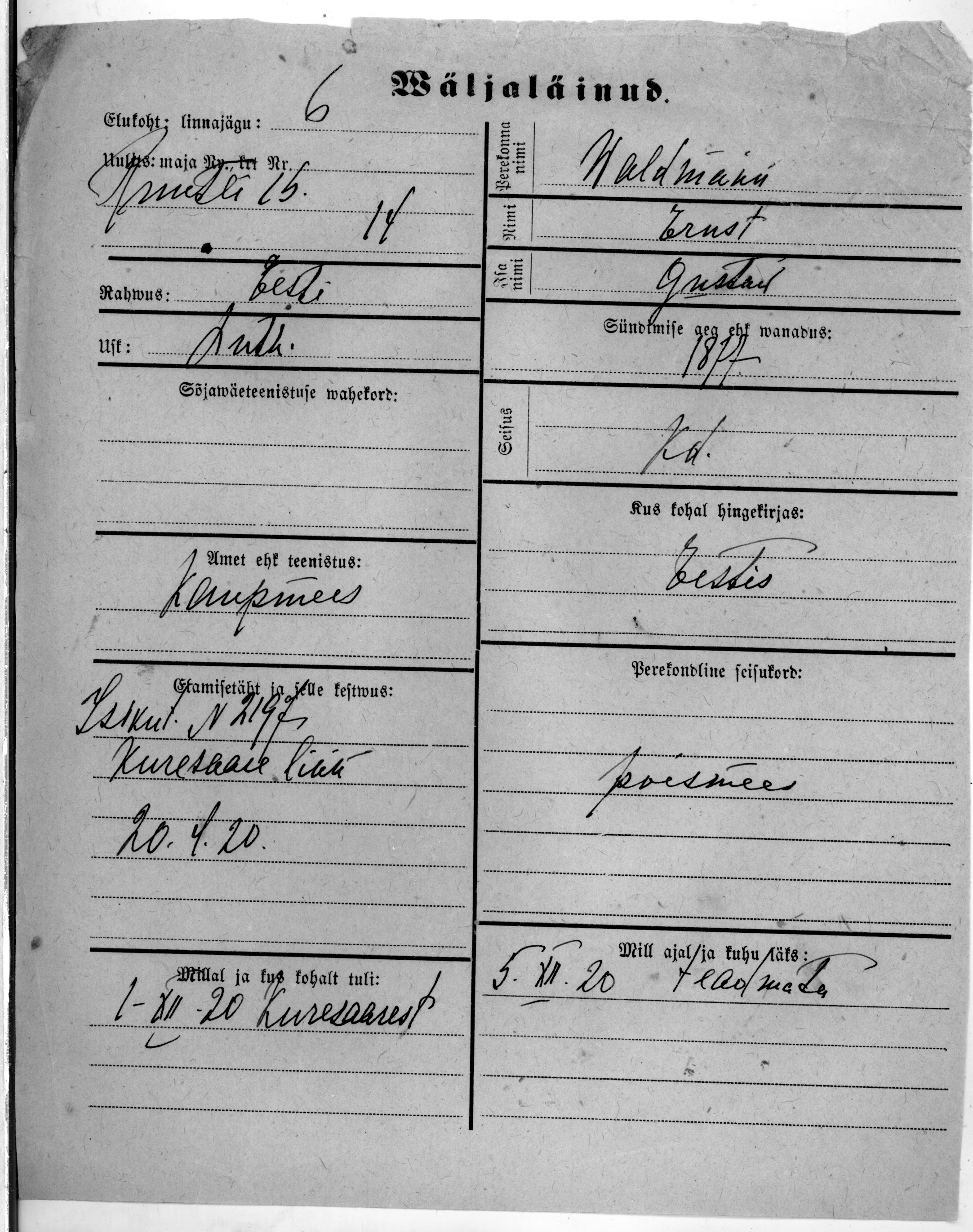 Waldmann, Ernst, Gustaw