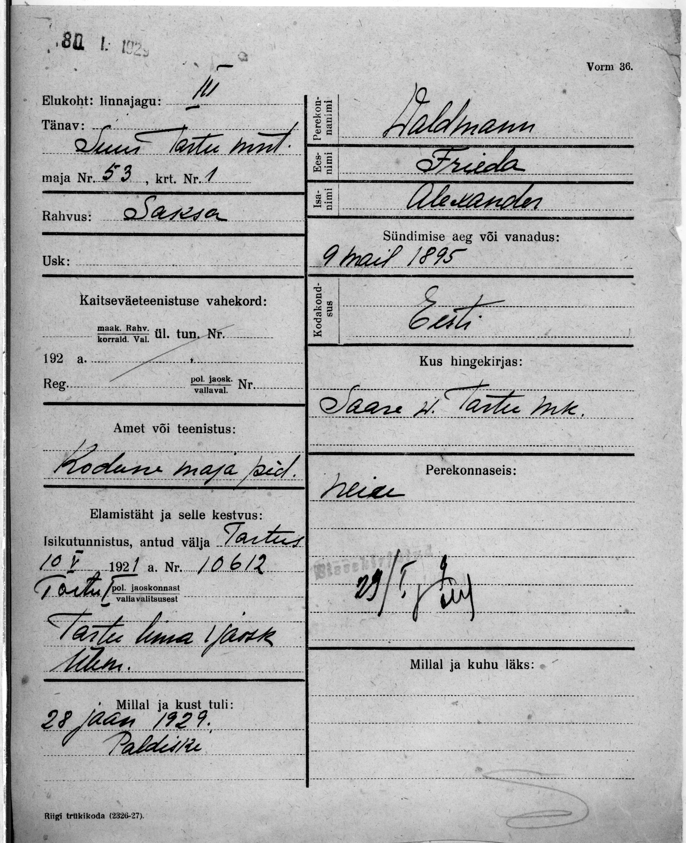 Waldmann, Frieda, Alexander