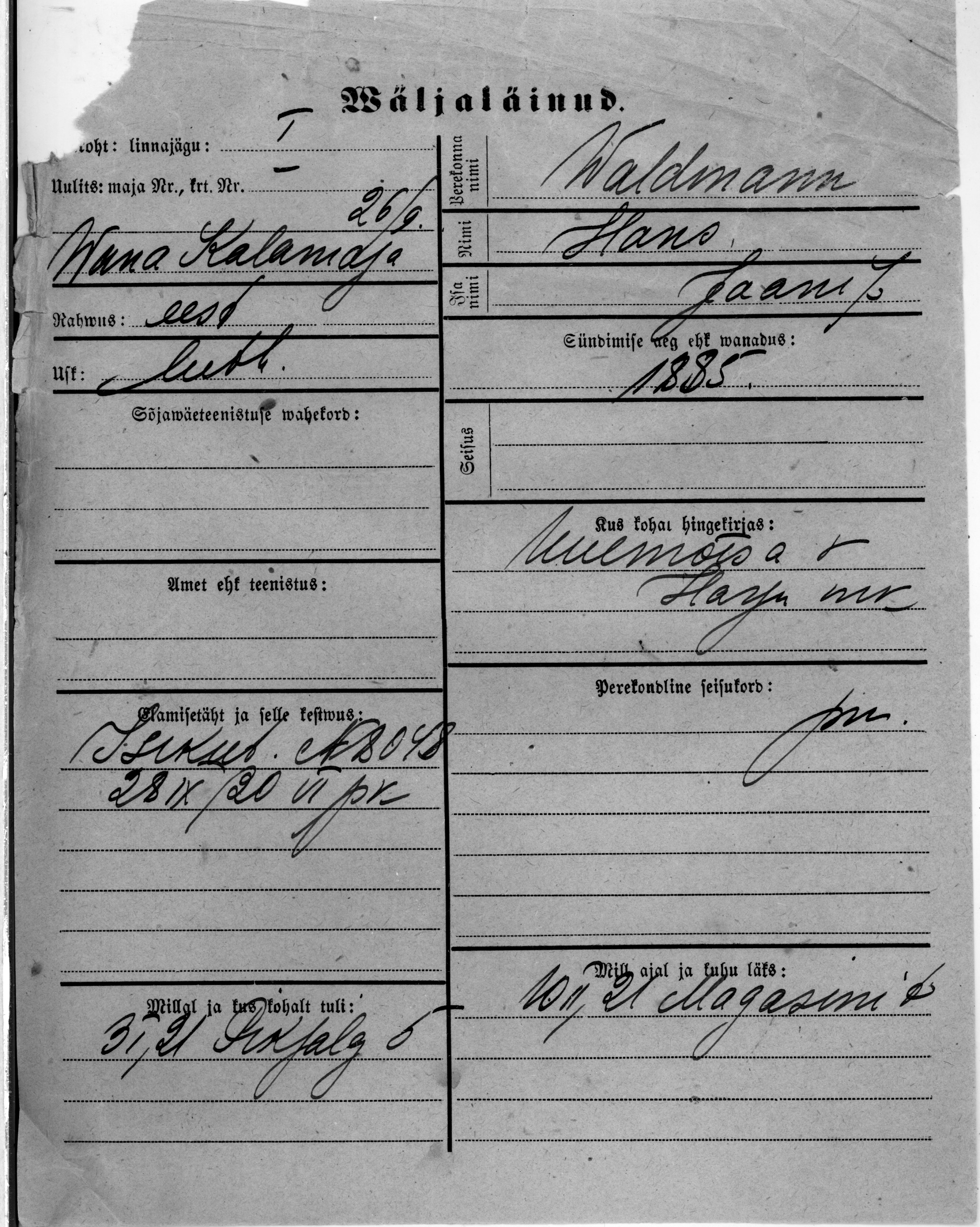 Waldmann, Hans, Jaan