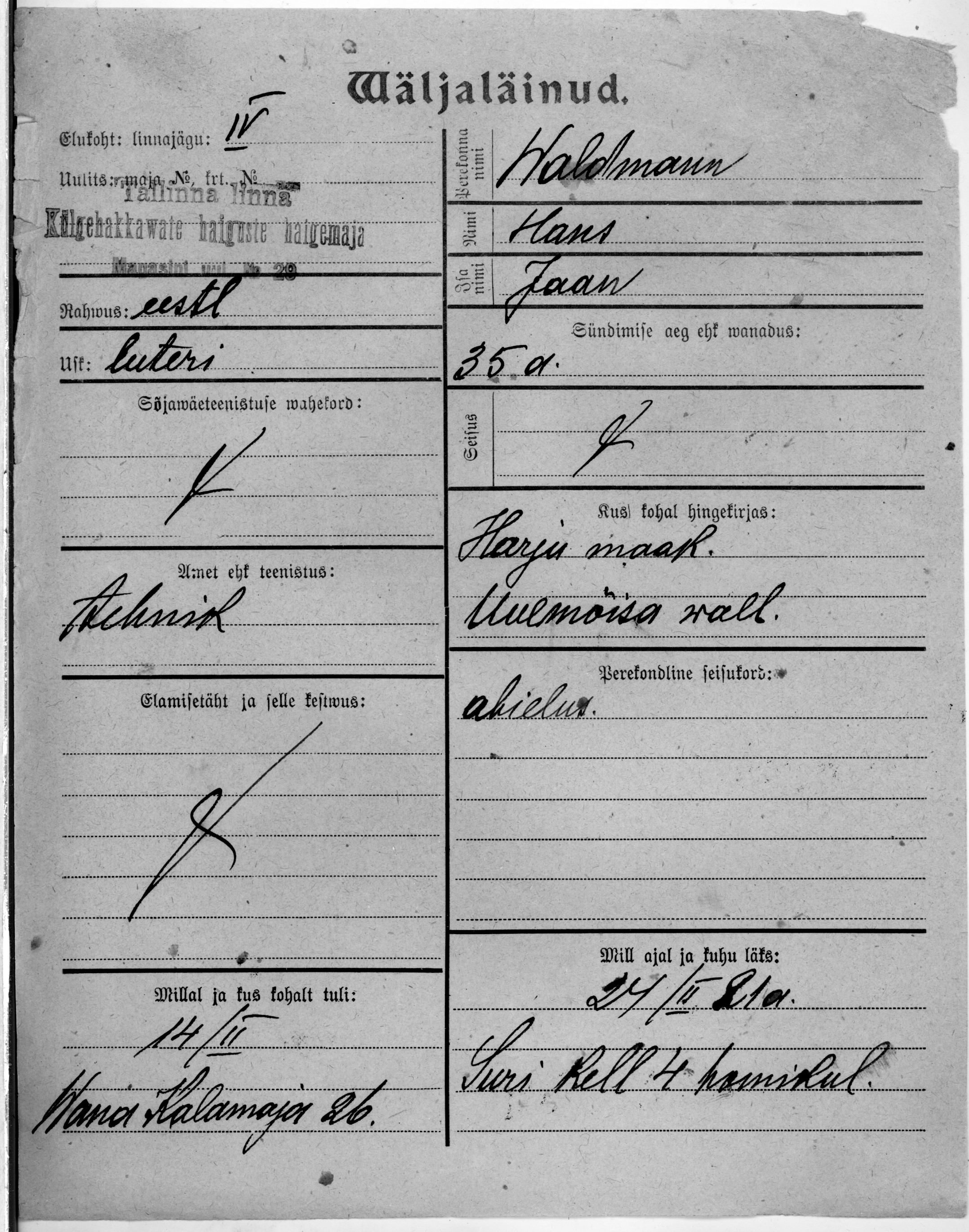 Waldmann, Hans, Jaan