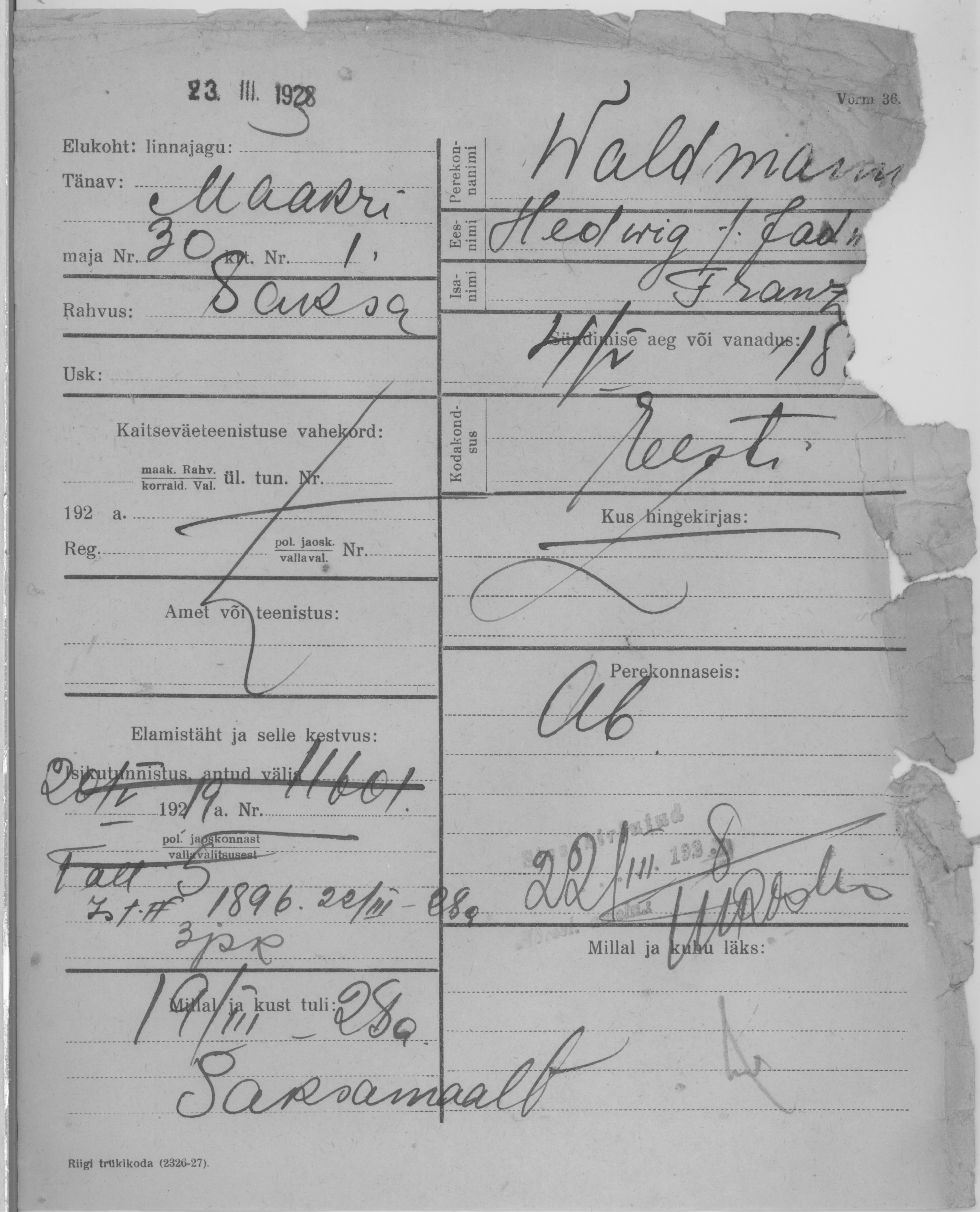 Waldmann, Hedwig(jadw..), Franz