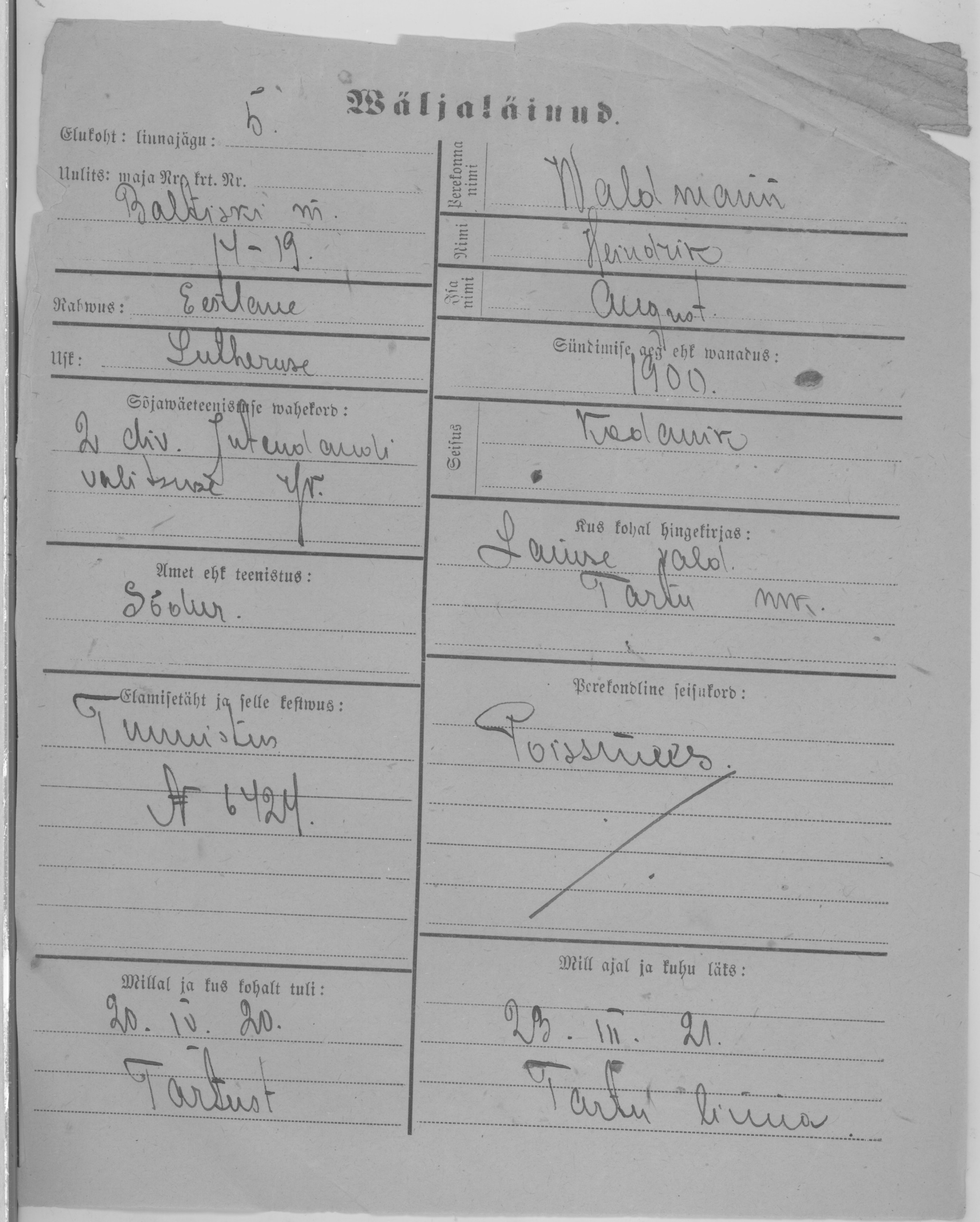 Waldmann, Heindrik, August