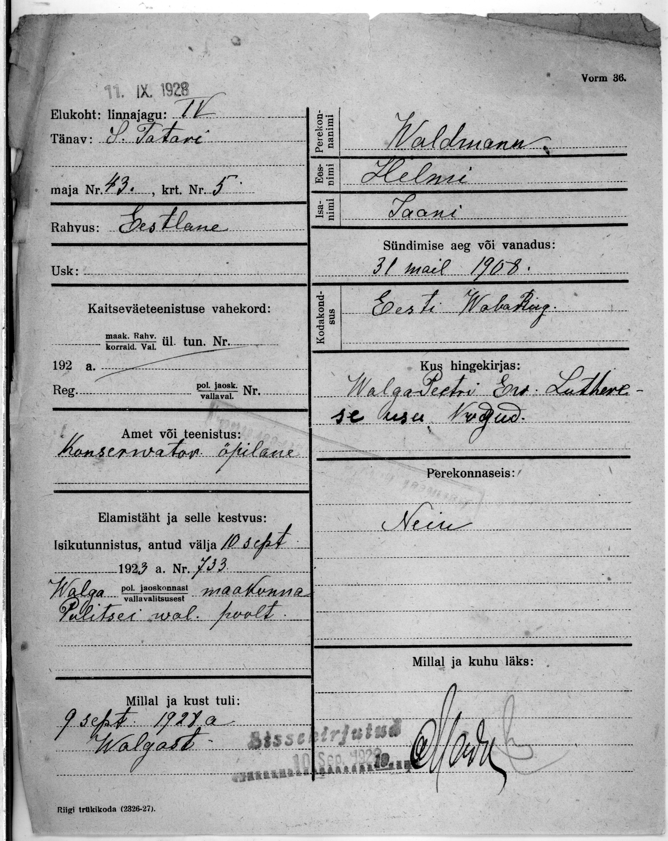 Waldmann, Helmi, Jaan