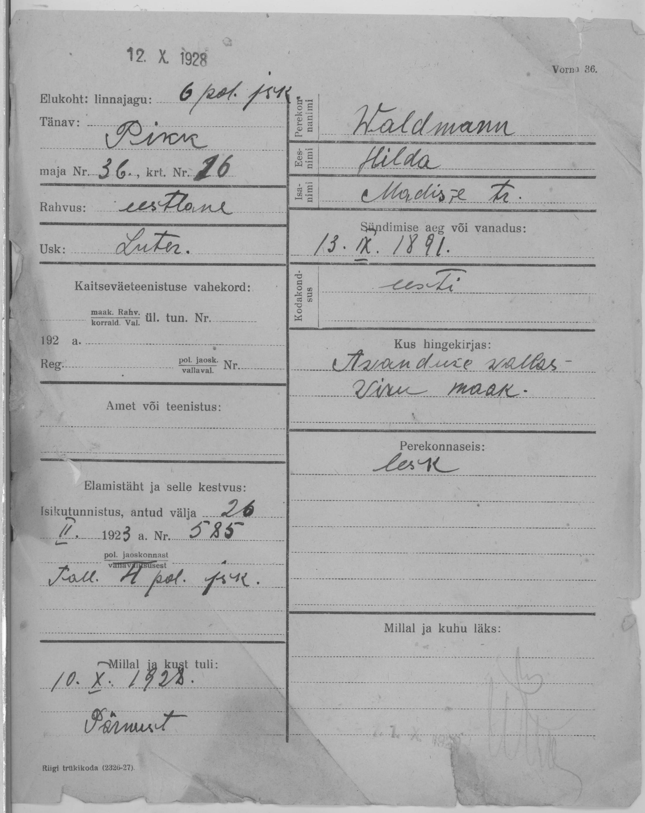 Waldmann, Hilda, Madis