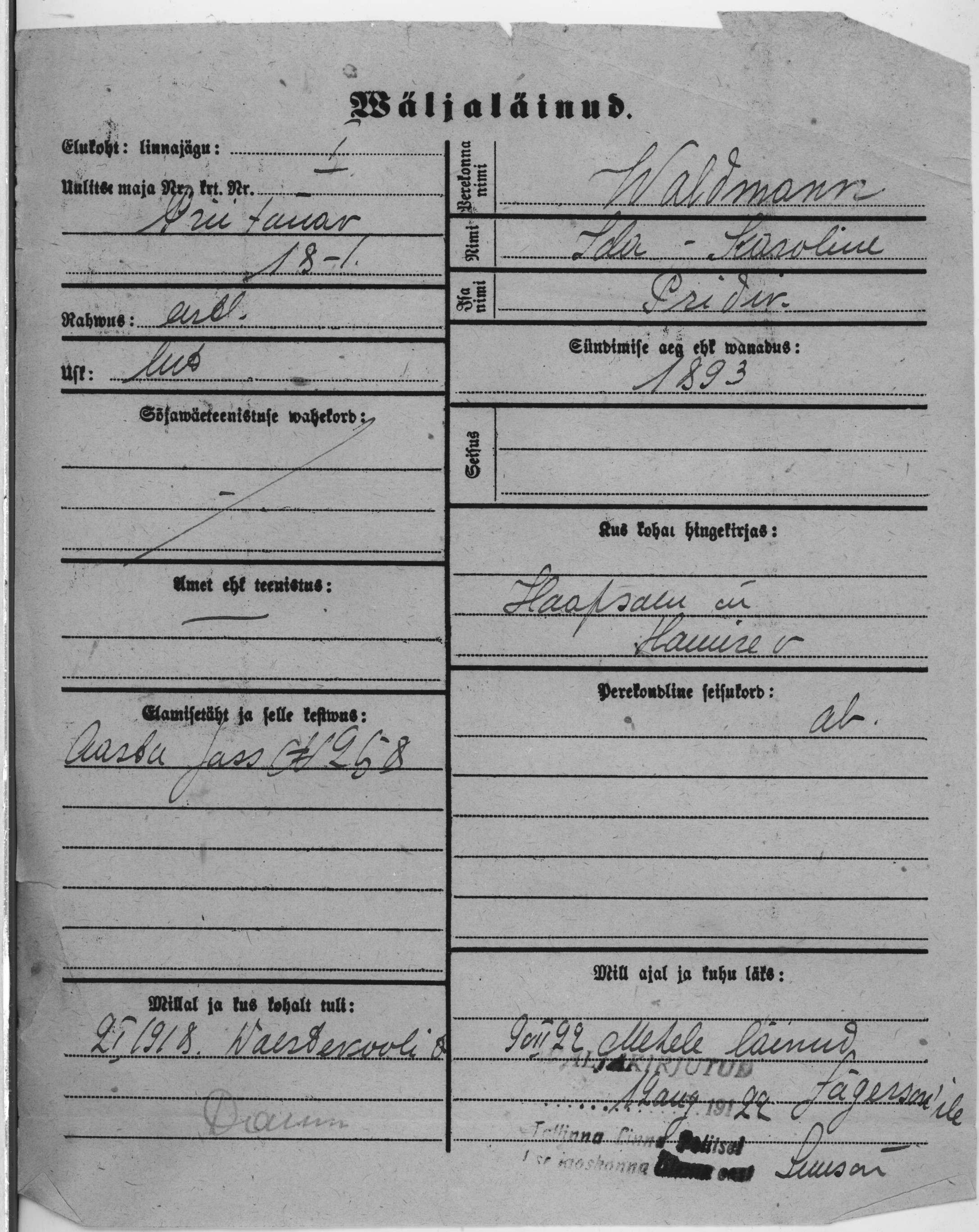 Waldmann, Ida-Karoline, Priidik