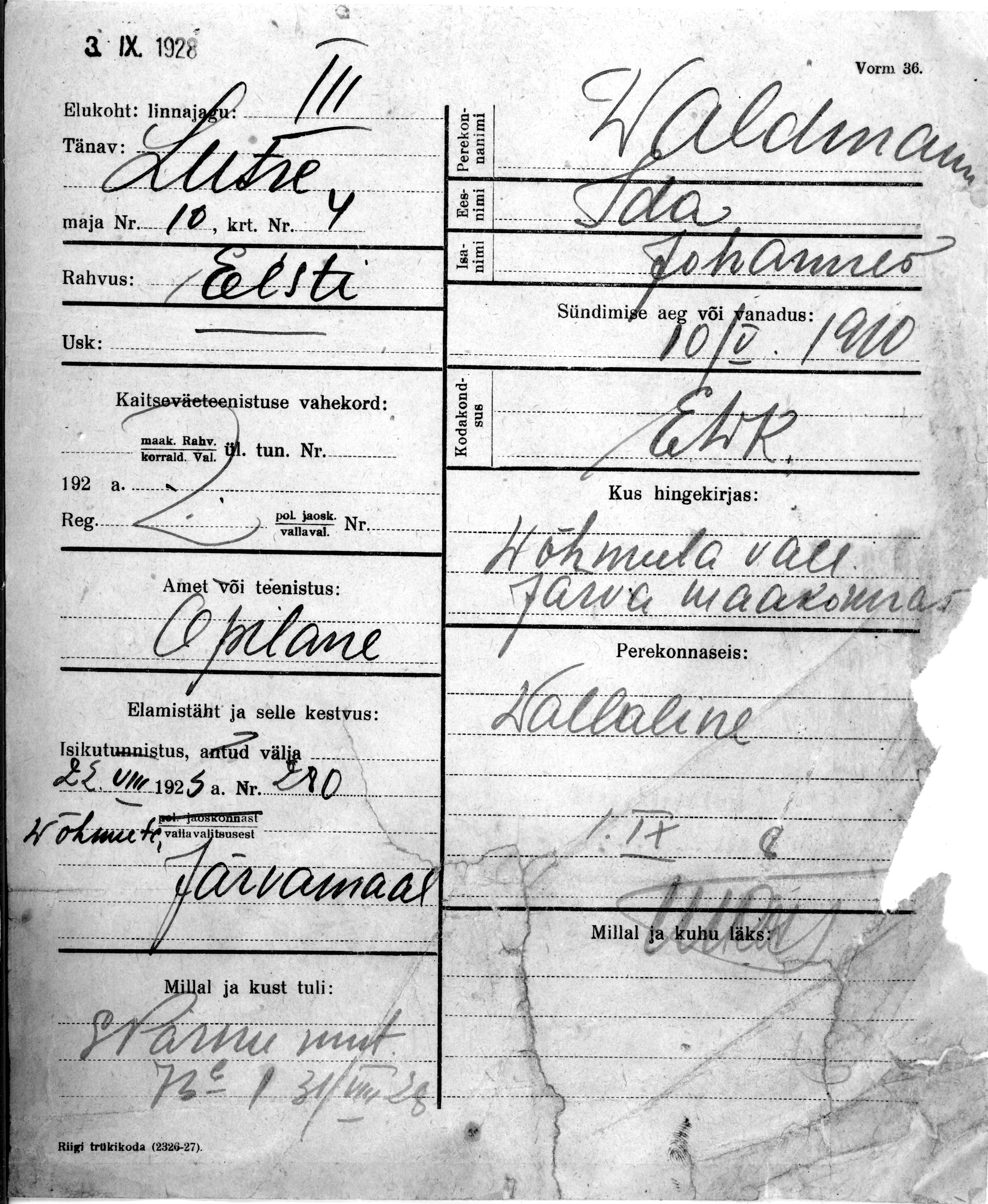 Waldmann, Ida, Johannes