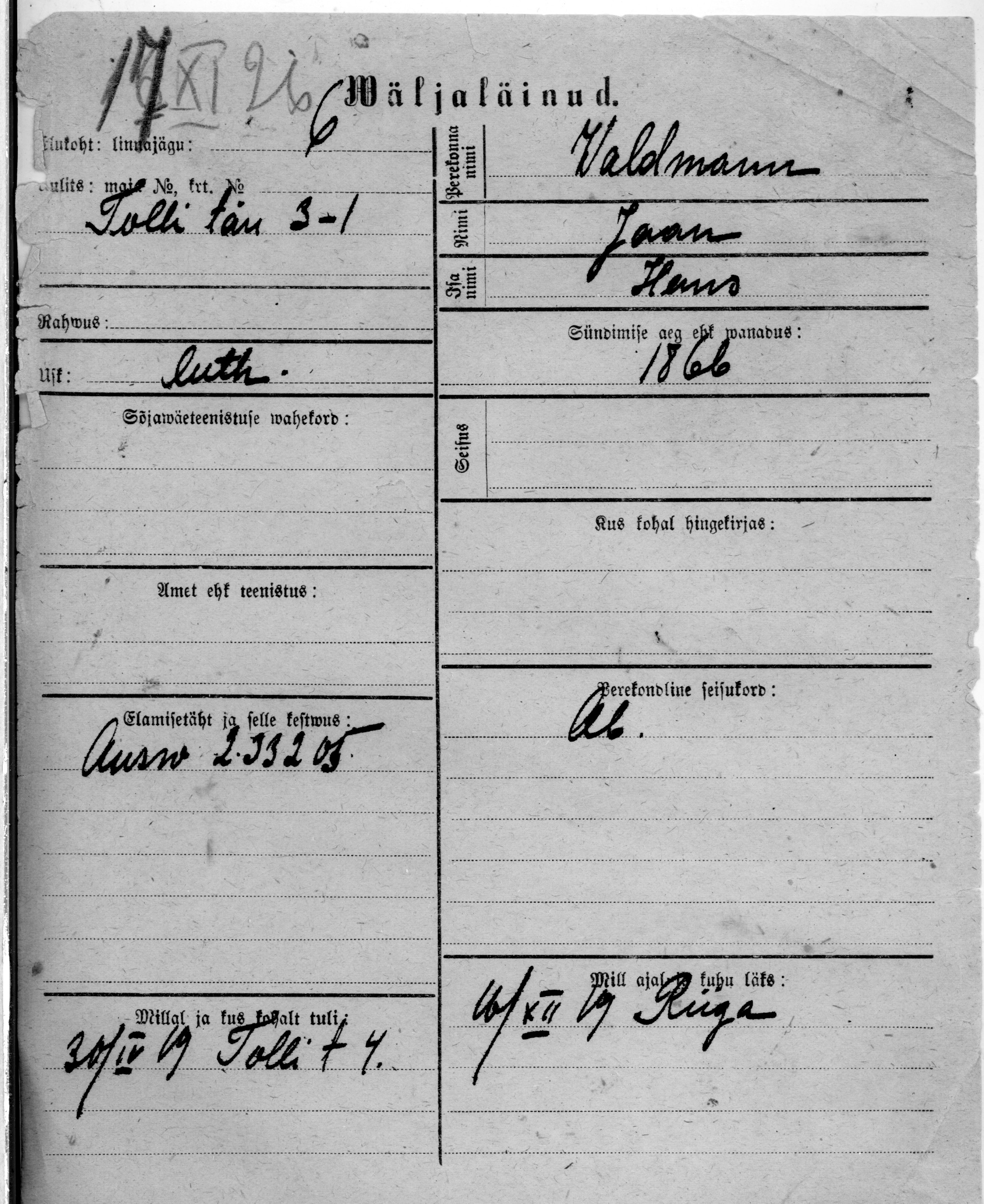 Waldmann, Jaan, Hans