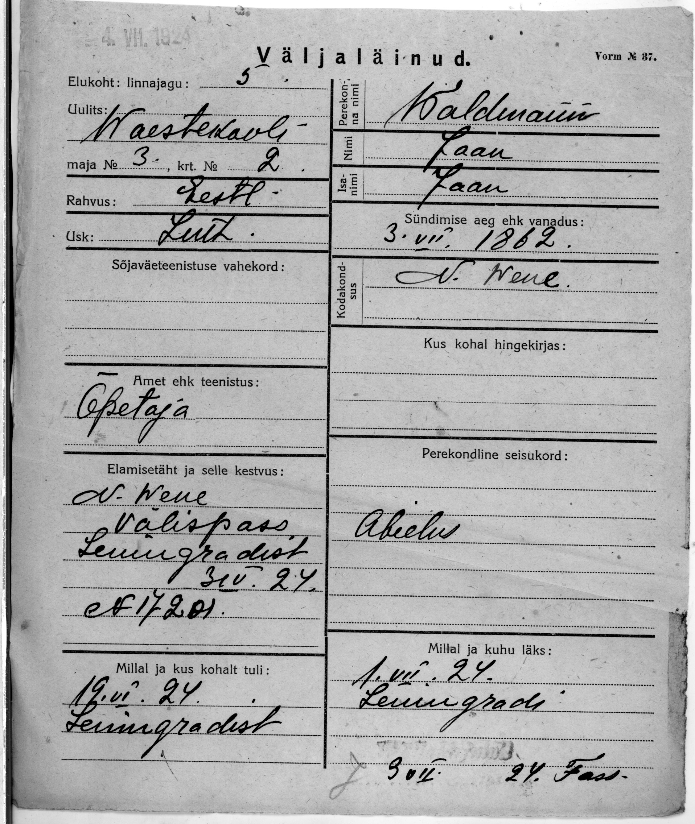 Waldmann, Jaan, Jaan